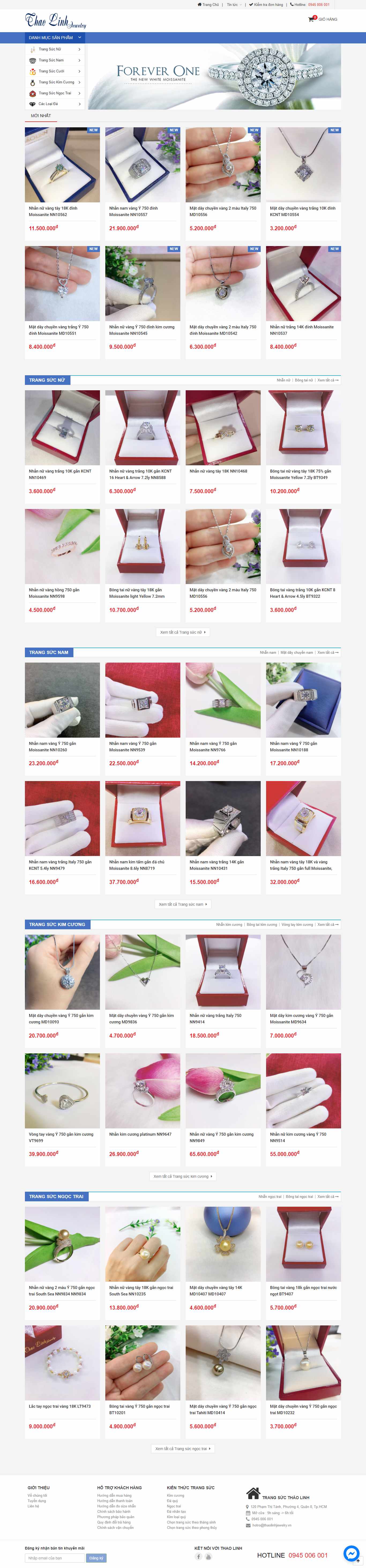 Thiết kế Website web tiệm vàng bạc - wwwthaolinhjewelryvn