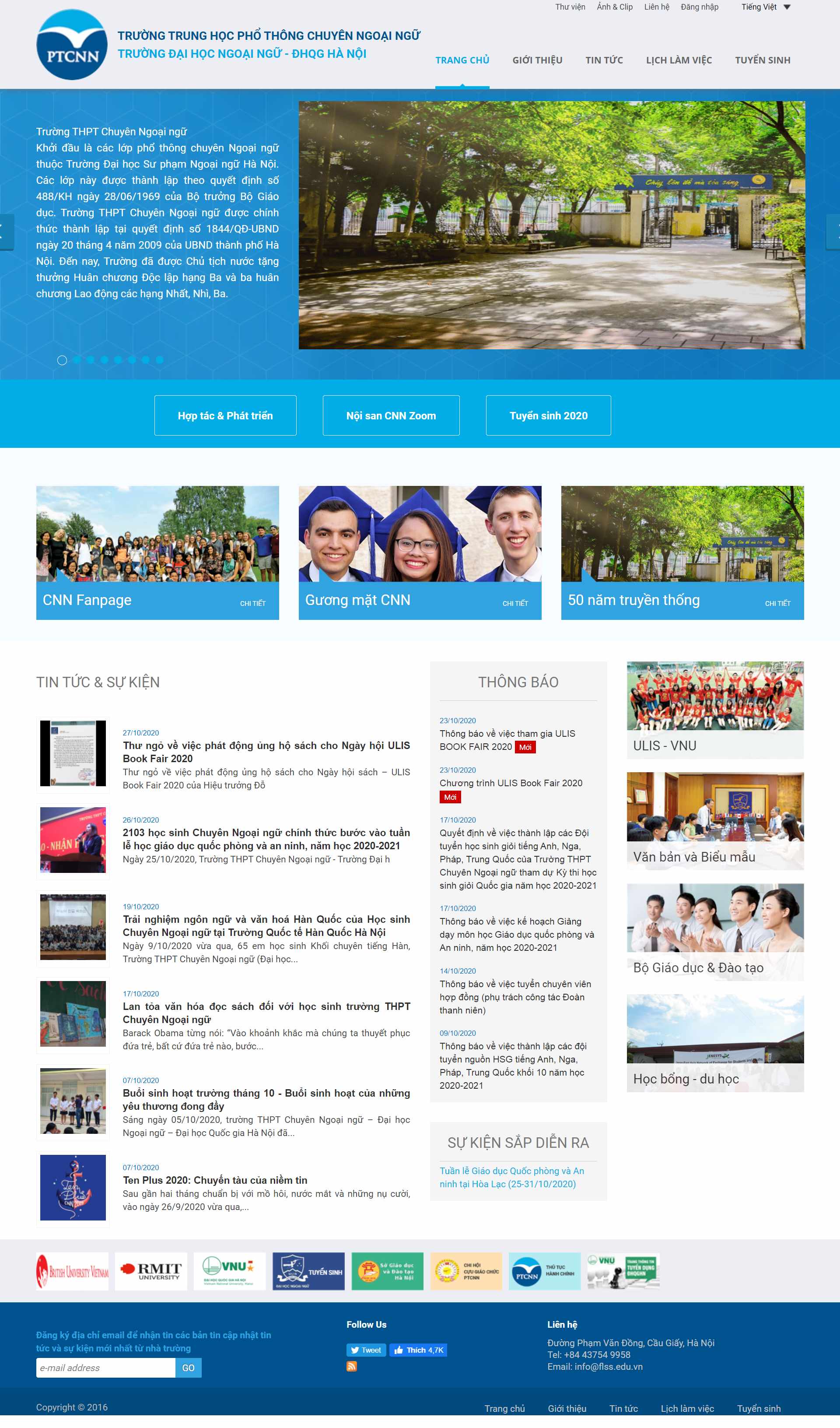 Thiết kế Website web trường phổ thông - flssvnueduvn