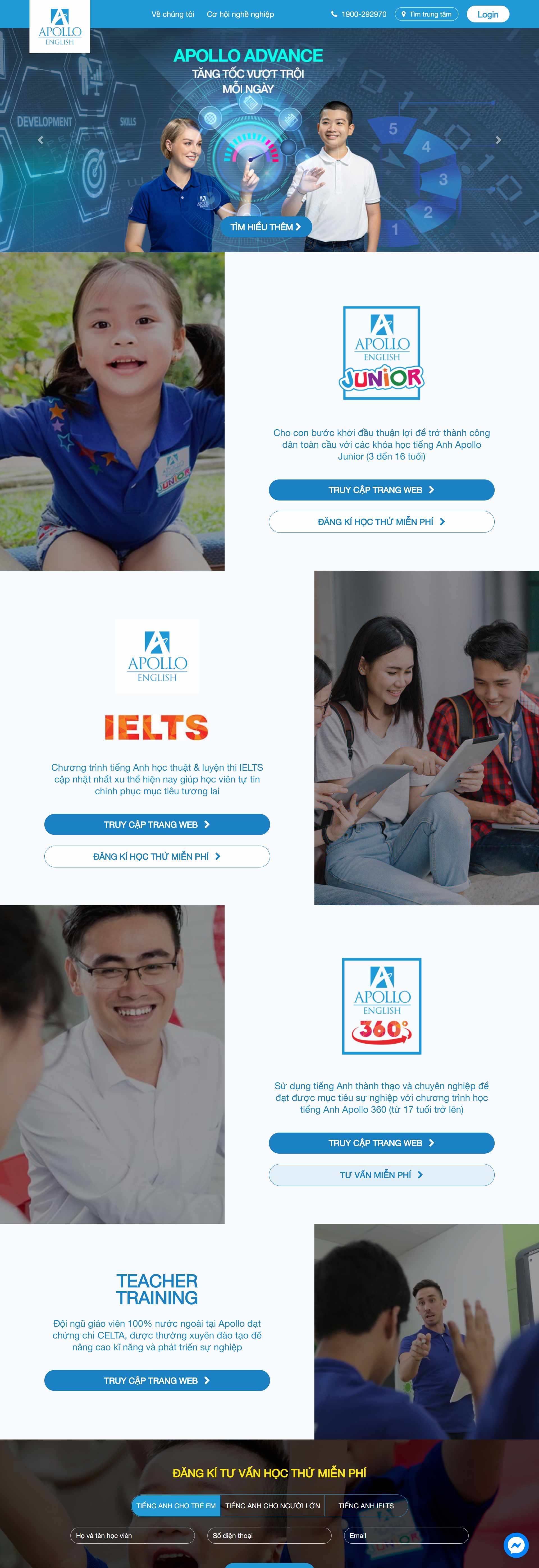 Thiết kế Website web trung tâm anh ngữ - apolloeduvn