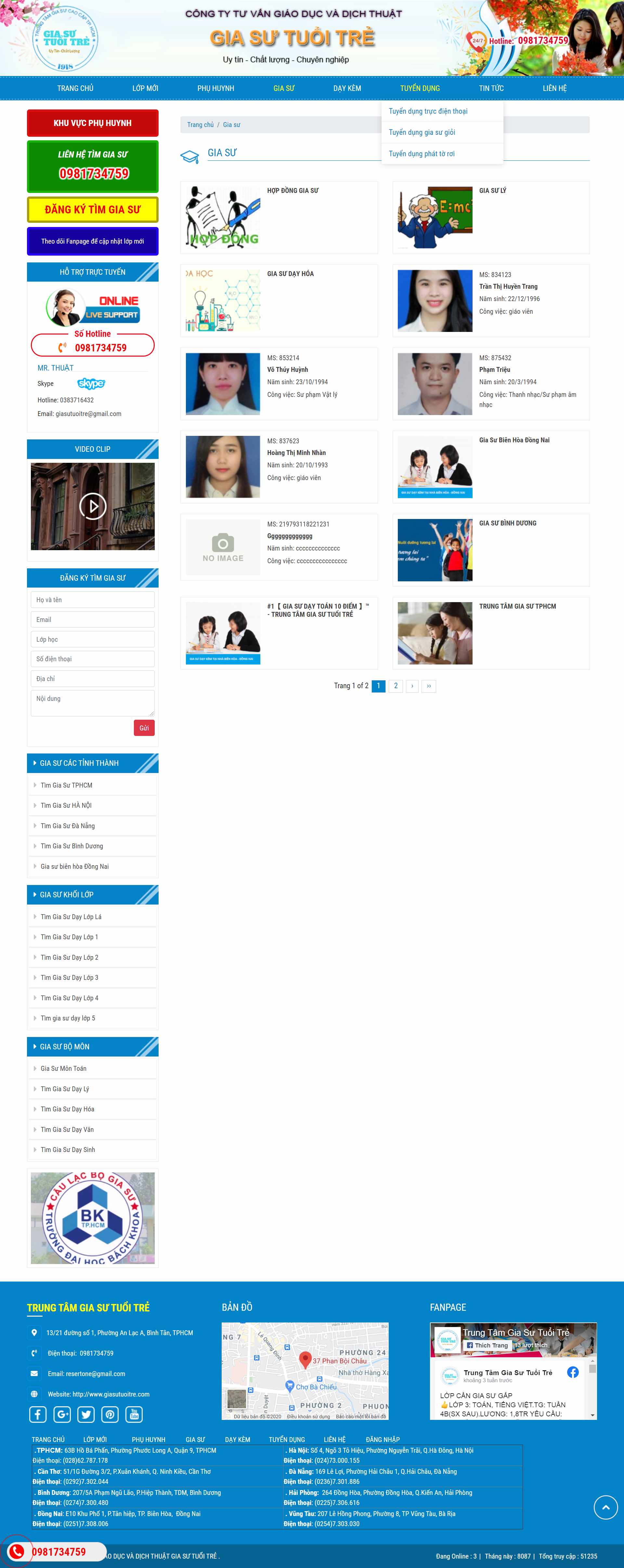 Thiết kế Website web trung tâm gia sư - giasutuoitrecom