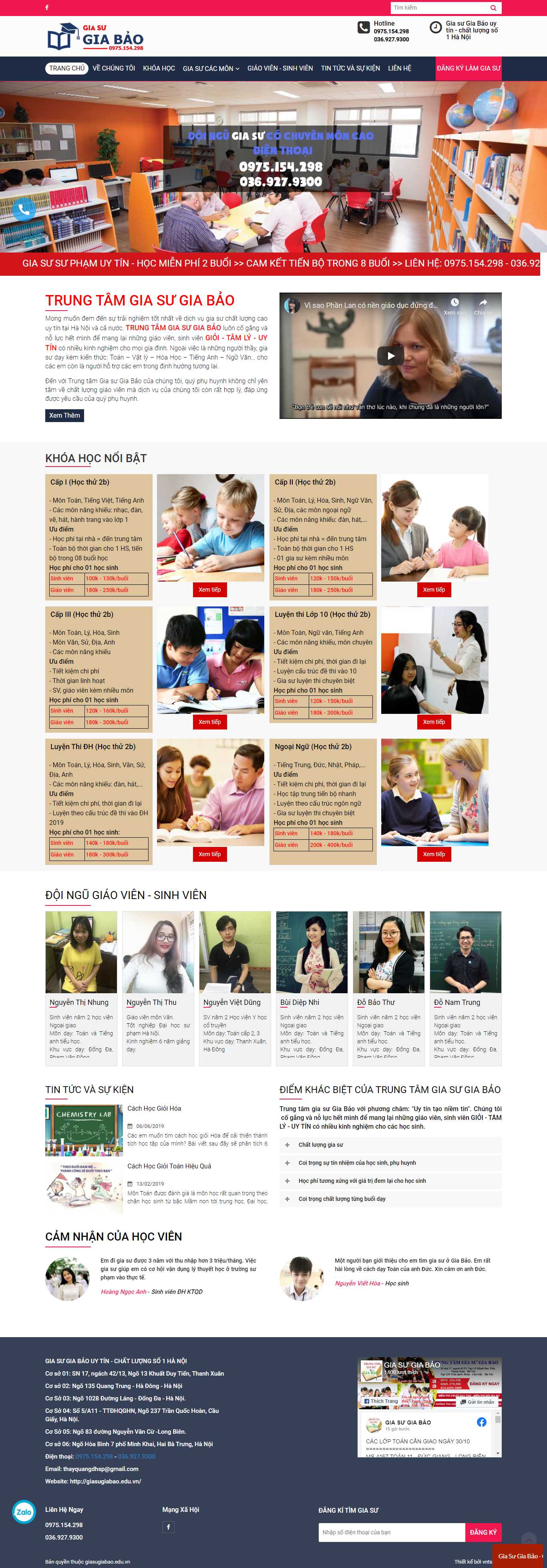 Thiết kế Website web trung tâm gia sư - giasugiabaoeduvn