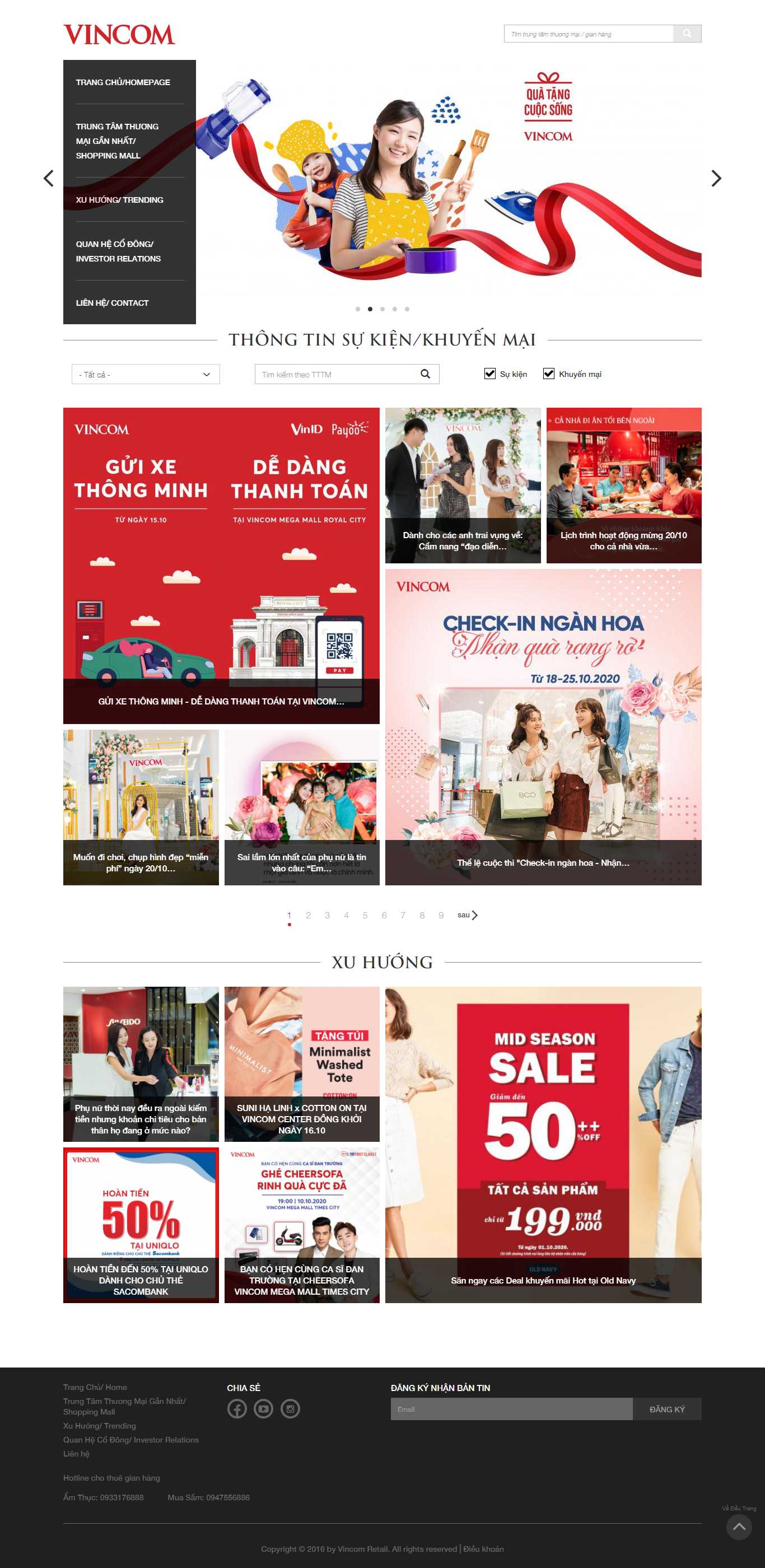 Thiết kế Website web trung tâm thương mại - vincomcomvn