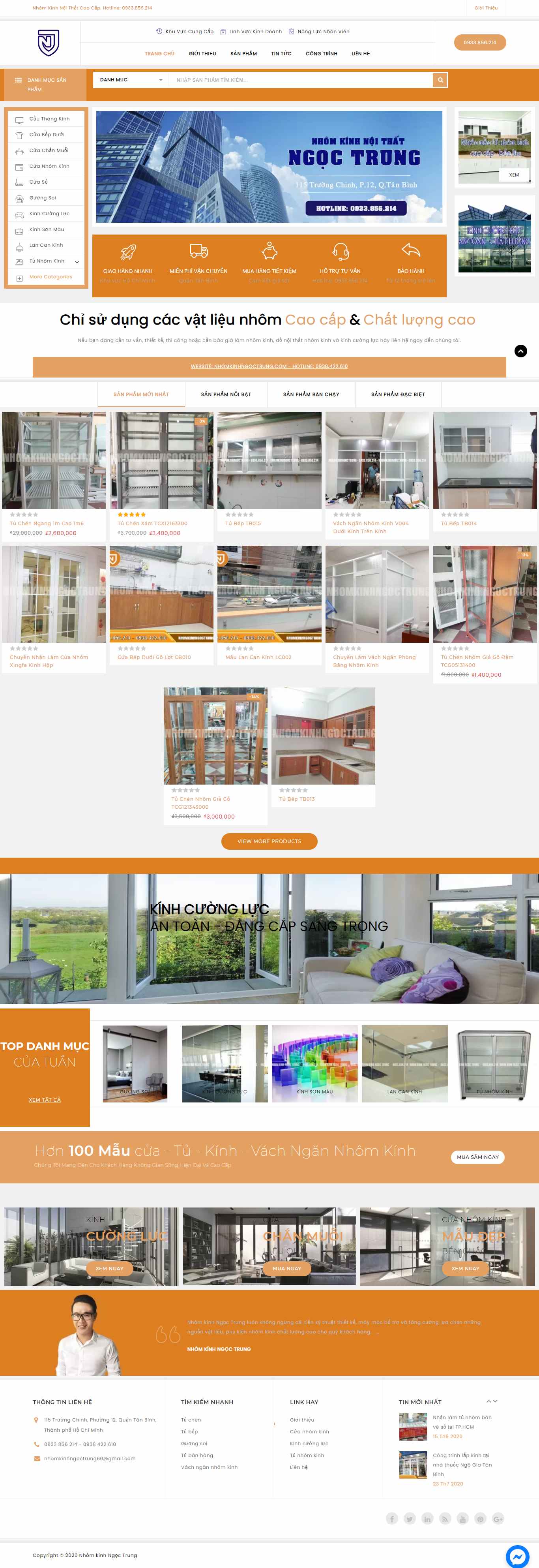 Thiết kế Website web vách ngăn cửa sở - nhomkinhngoctrungcom
