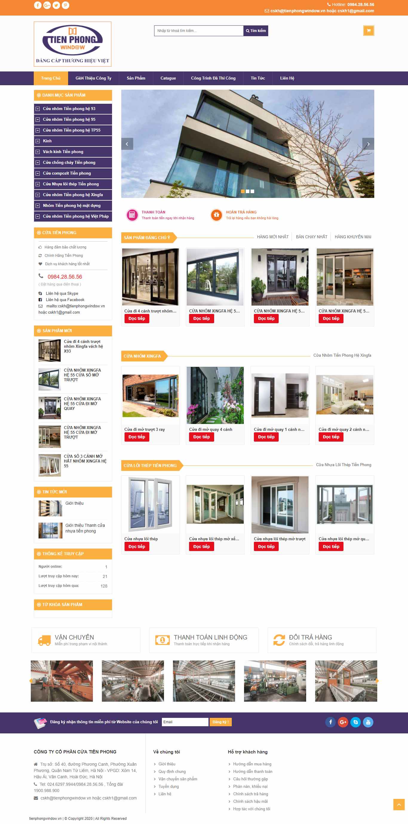 Thiết kế Website web vách ngăn cửa sở - tienphongwindowvn