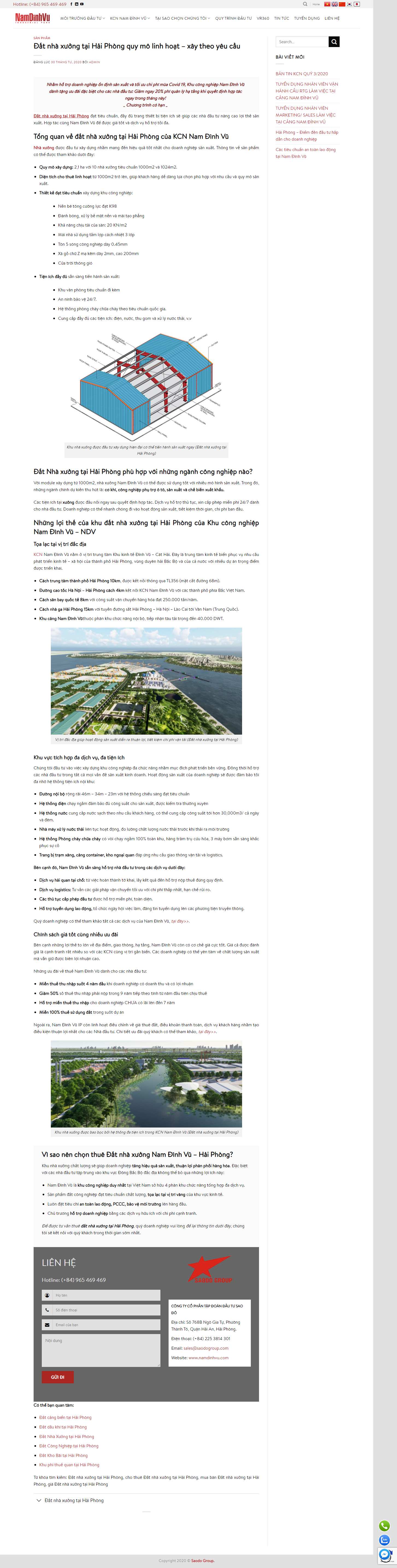 Thiết kế Website web cho thuê nhà xưởng, kho bãi - namdinhvucom