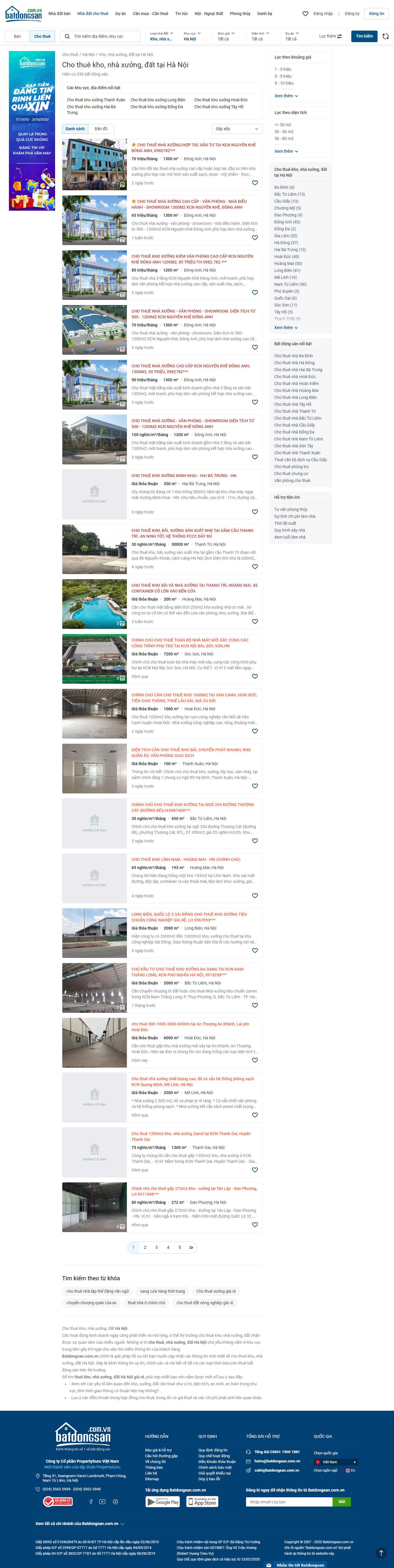 Thiết kế Website web cho thuê nhà xưởng, kho bãi - batdongsancomvn