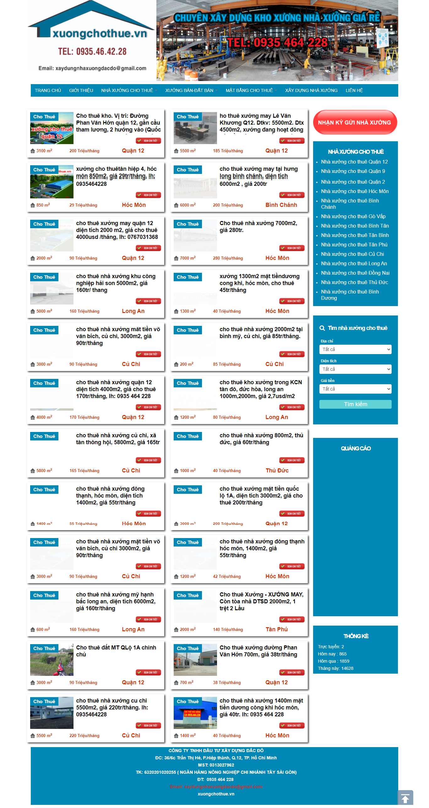 Thiết kế Website web cho thuê nhà xưởng, kho bãi - xuongchothuevn