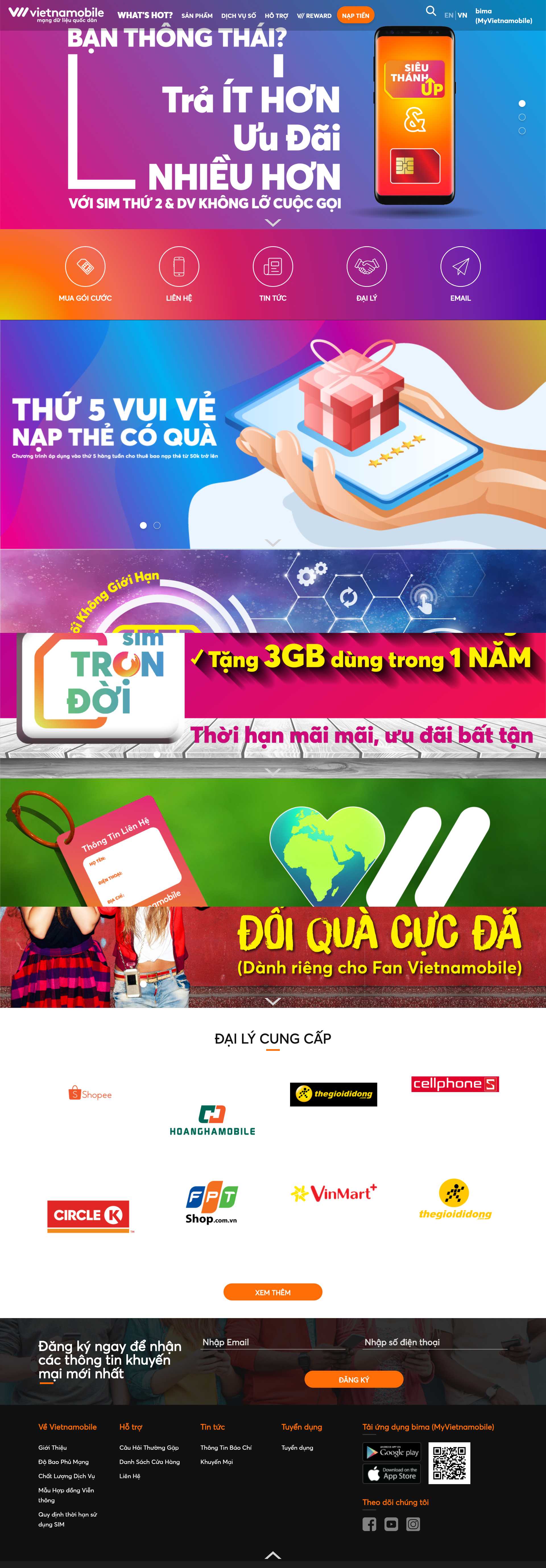 Thiết kế Website web viễn thông - wwwvietnamobilecomvn