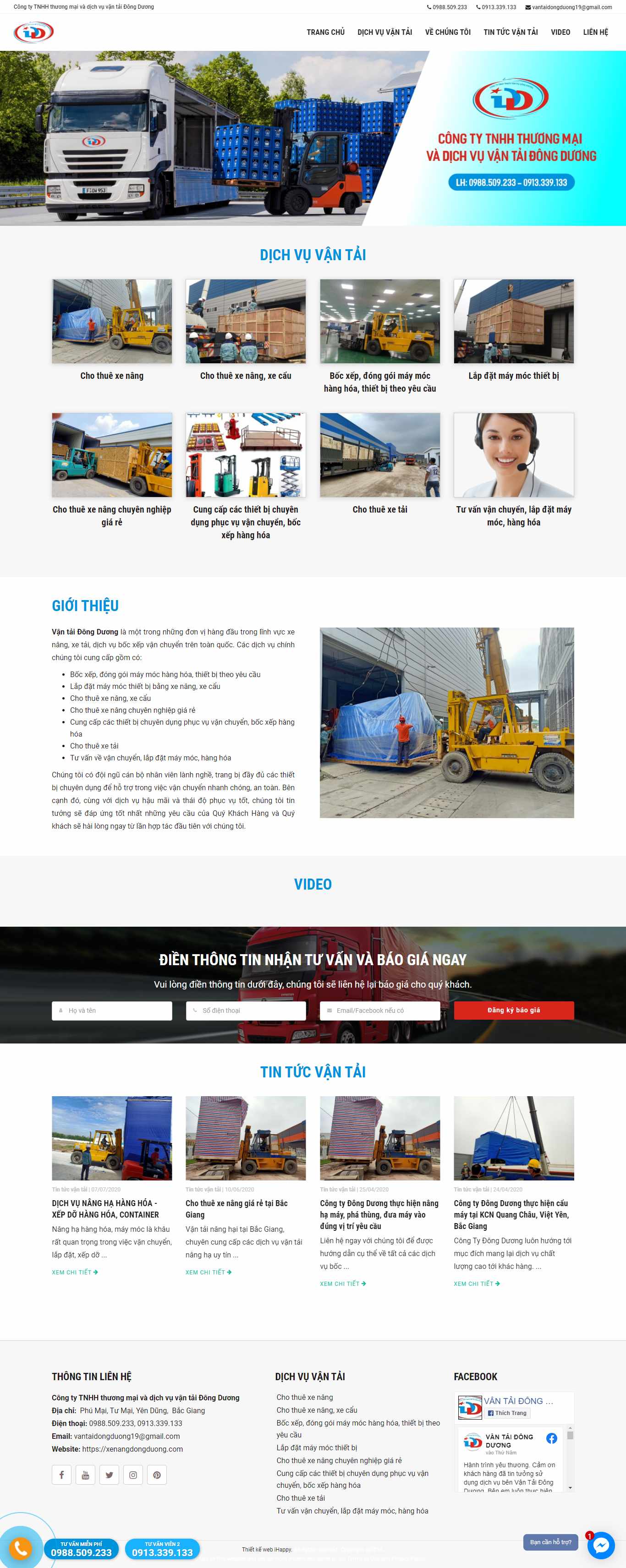 Thiết kế Website web xe nâng hàng - xenangdongduongcom