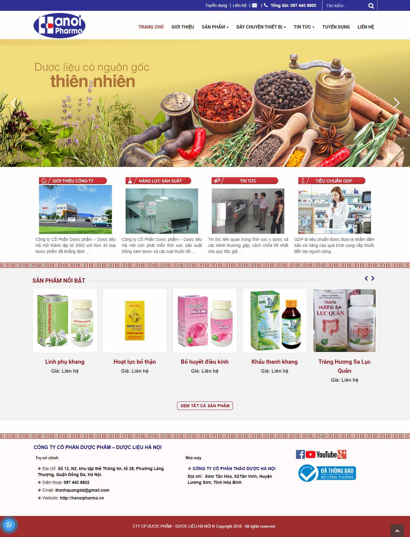 Thiết kế Website web công ty dược phẩm - hanoipharmavn