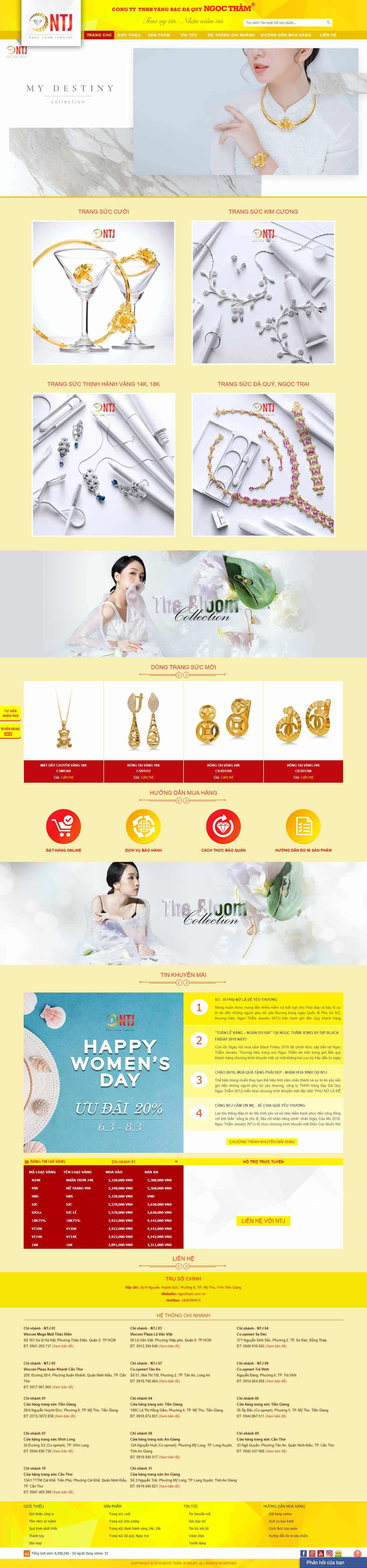 Thiết kế Website web vàng bạc đá quý - ngocthamcomvn