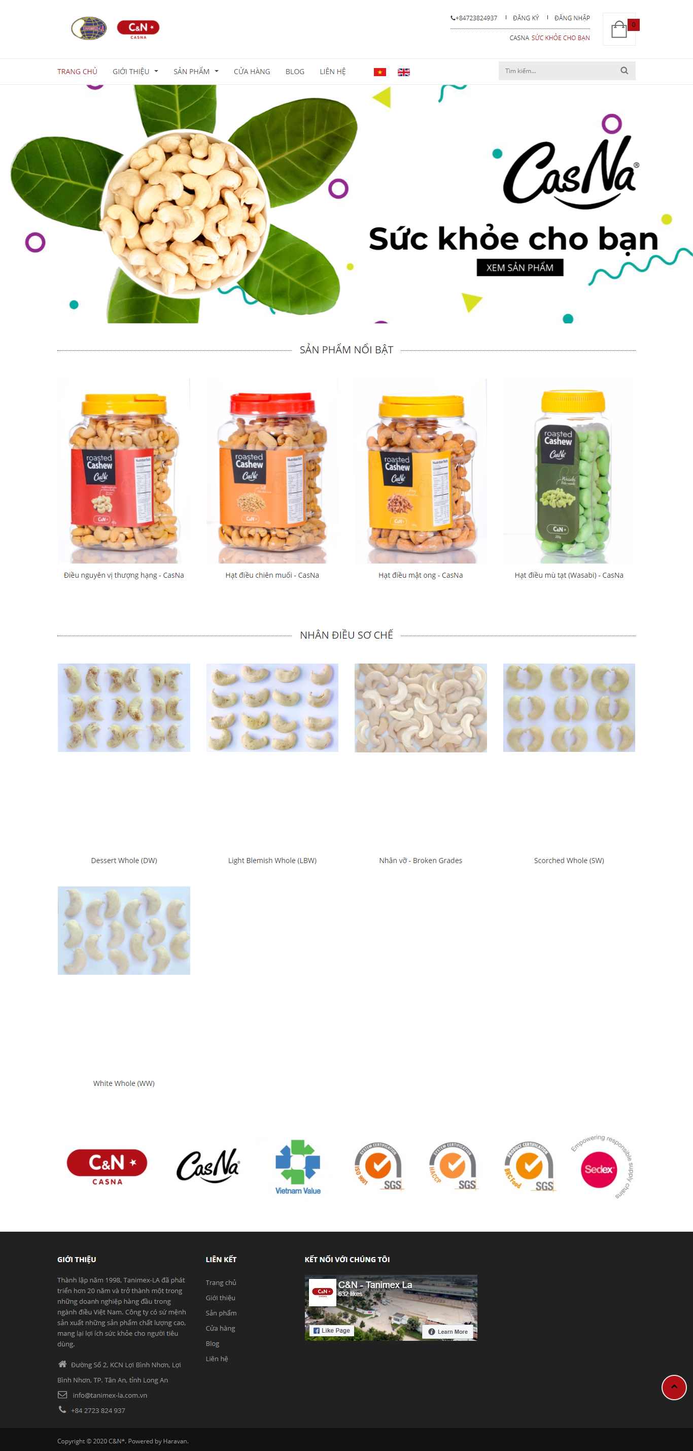 [bazanland] Thiết kế Website web bán hạt dinh dưỡng - casnavn