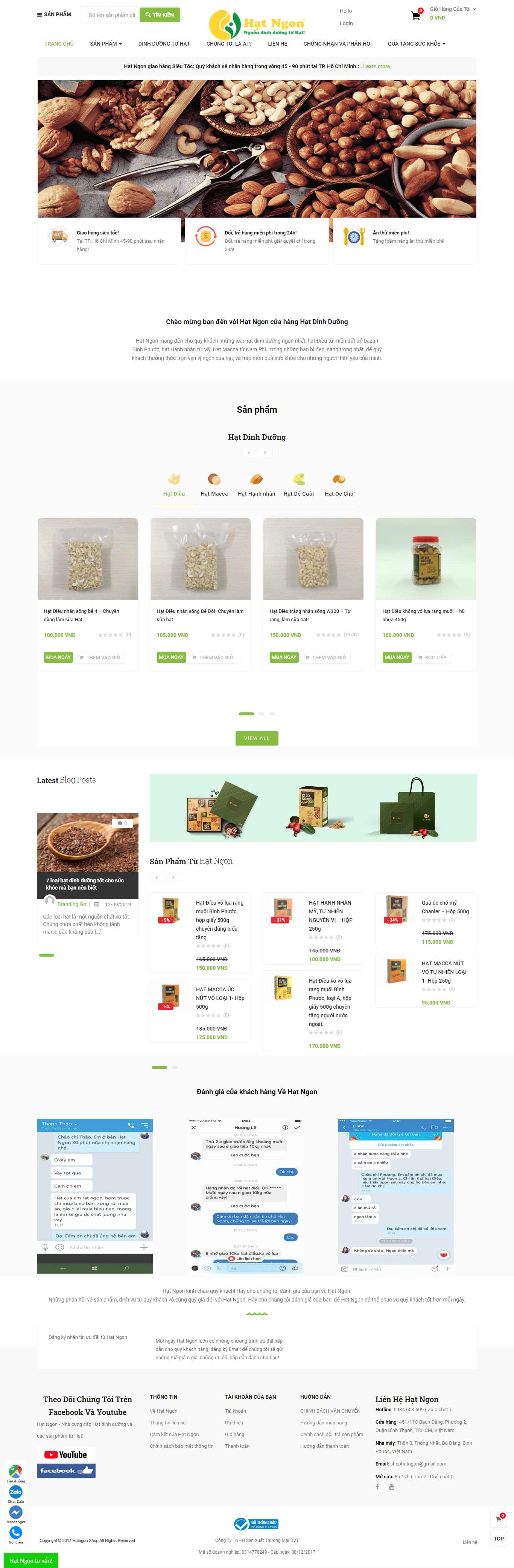 [bazanland] Thiết kế Website web bán hạt dinh dưỡng - hatngonvn