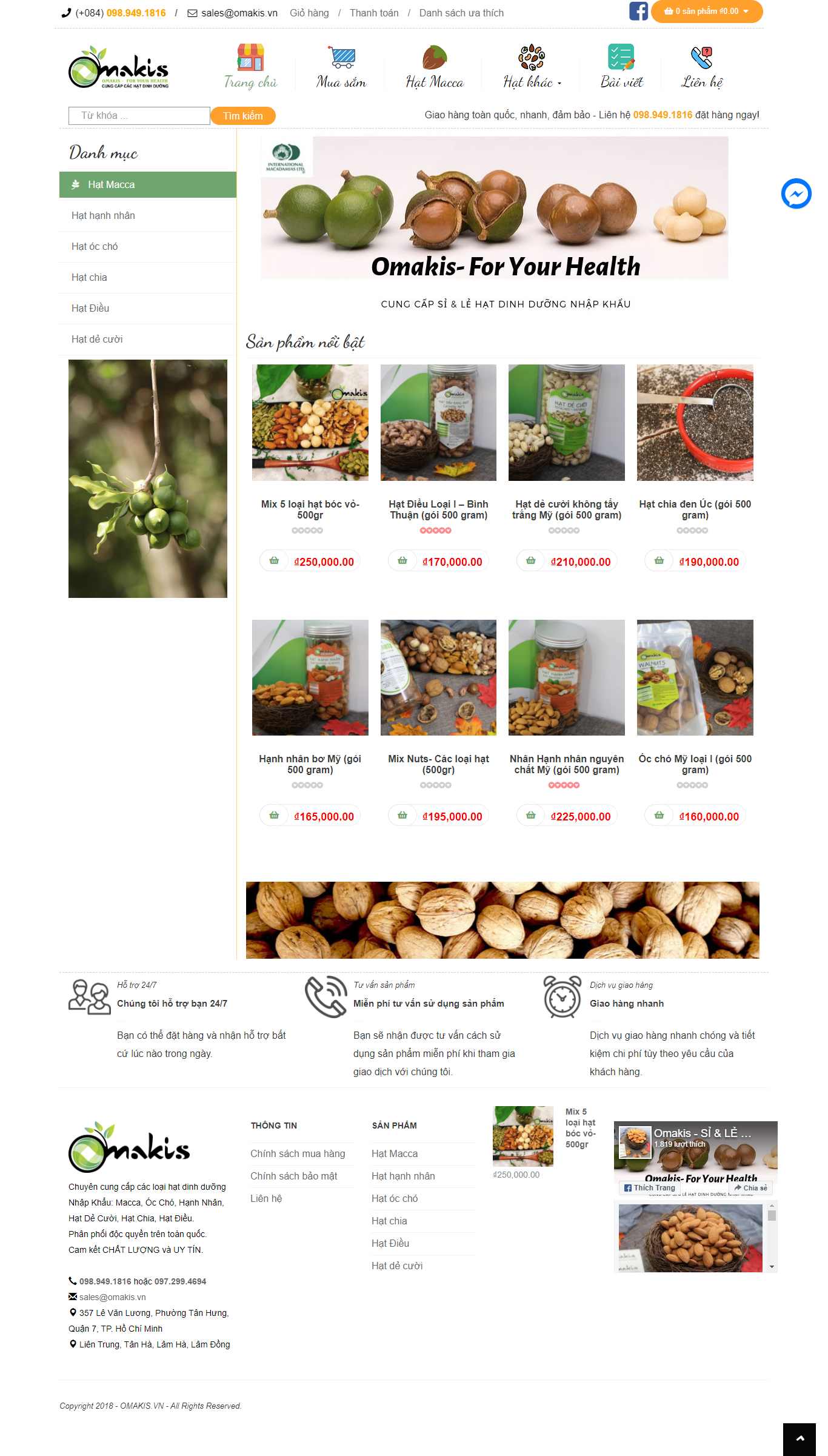 [bazanland] Thiết kế Website web bán hạt dinh dưỡng - omakisvn