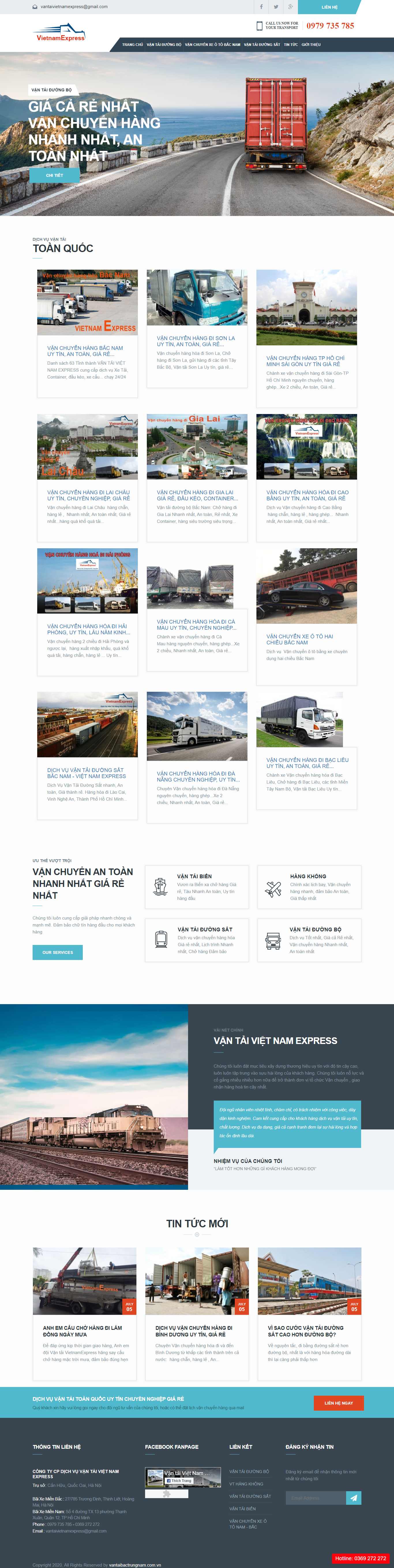 Thiết kế Website web vận chuyển kho bãi - vantaivietnamexpresscom