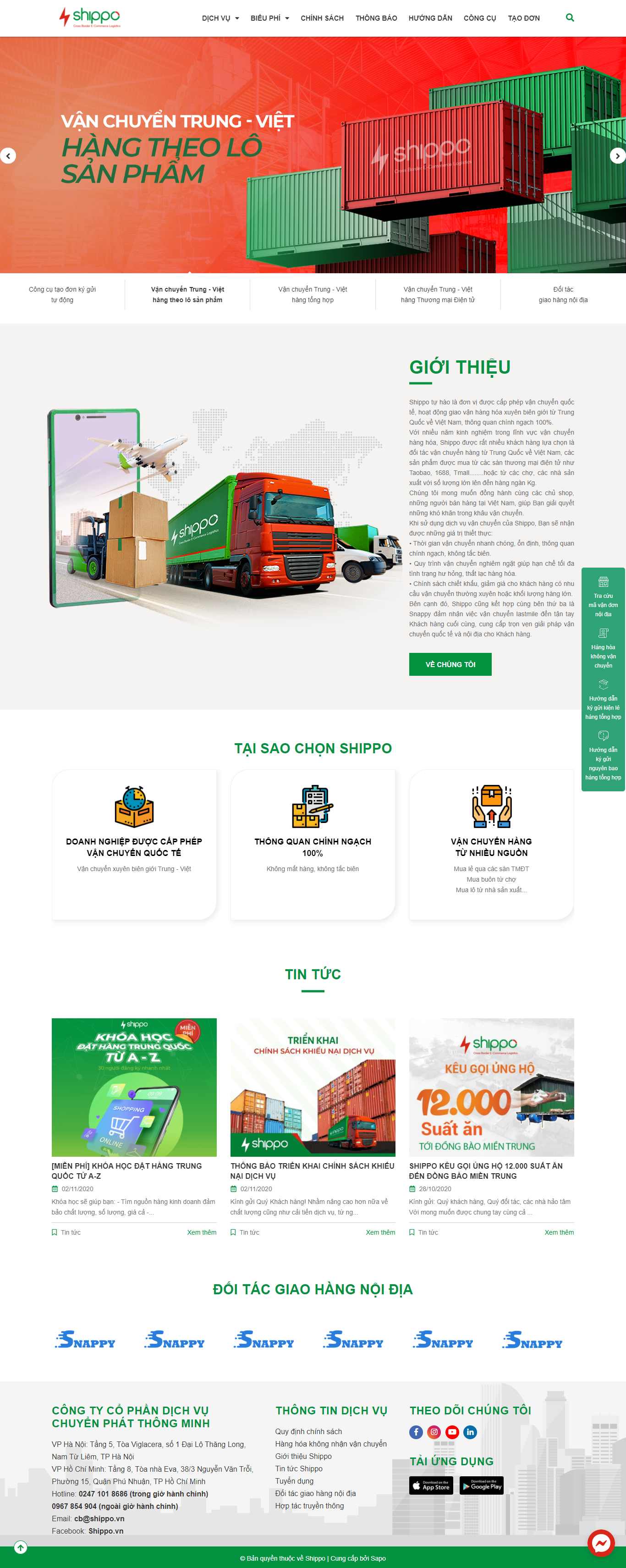 Thiết kế Website web vận chuyển kho bãi - wwwshippovn