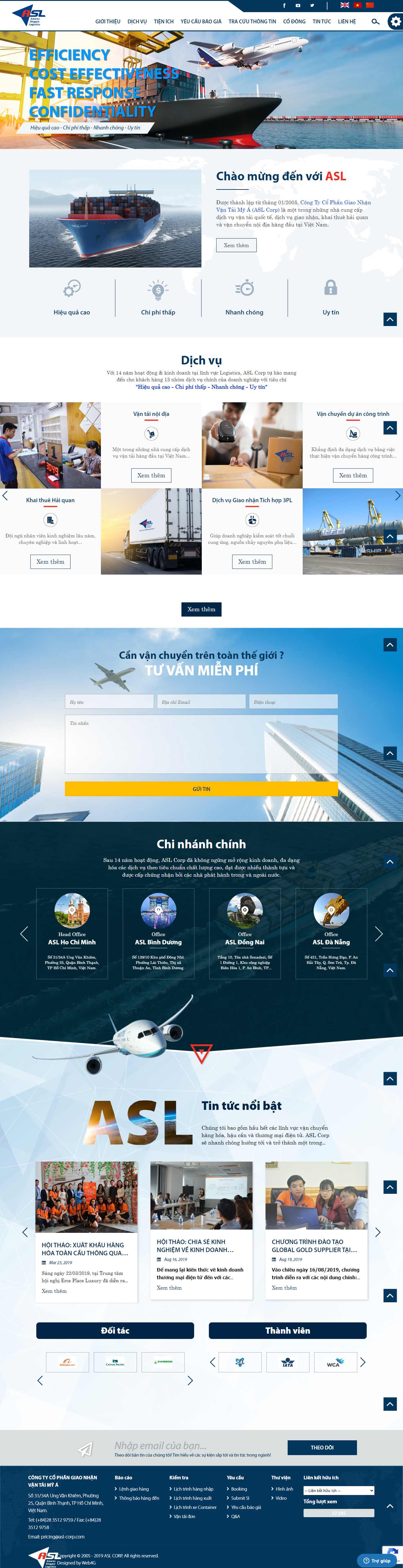 Thiết kế Website web vận chuyển kho bãi - asl-corpcom