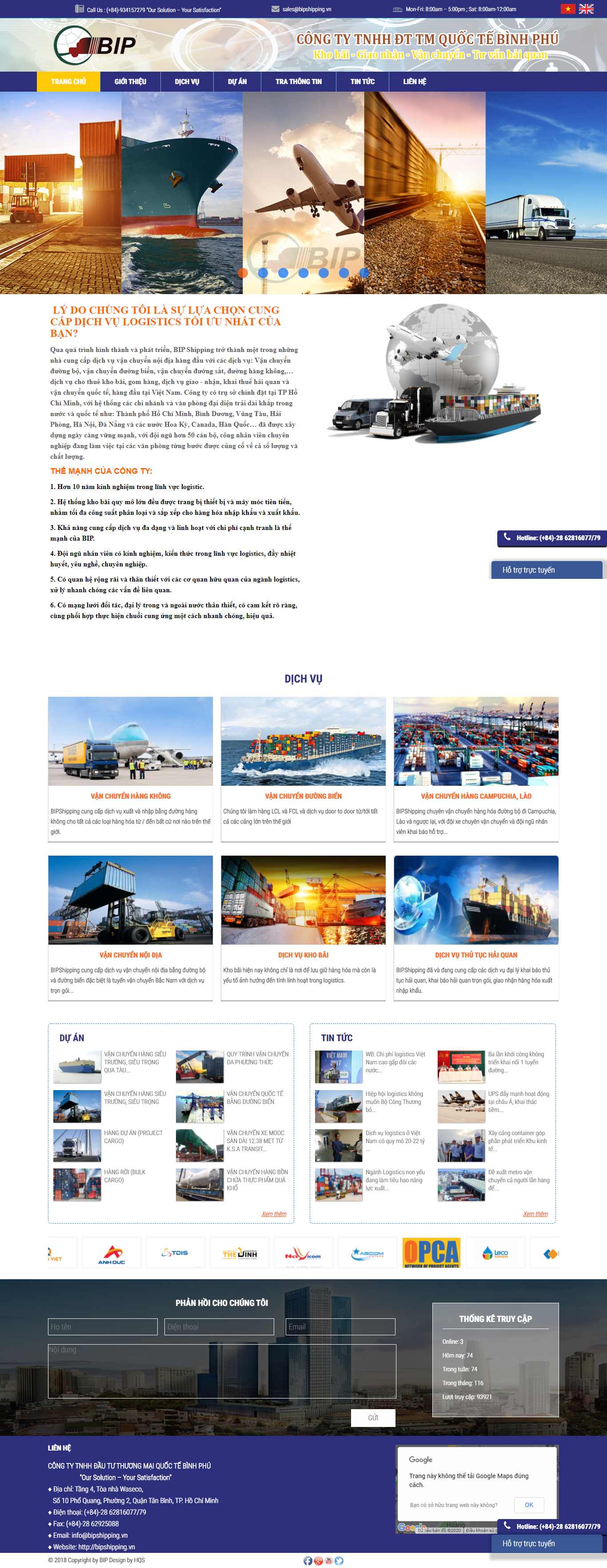 Thiết kế Website web vận chuyển kho bãi - wwwbipshippingvn