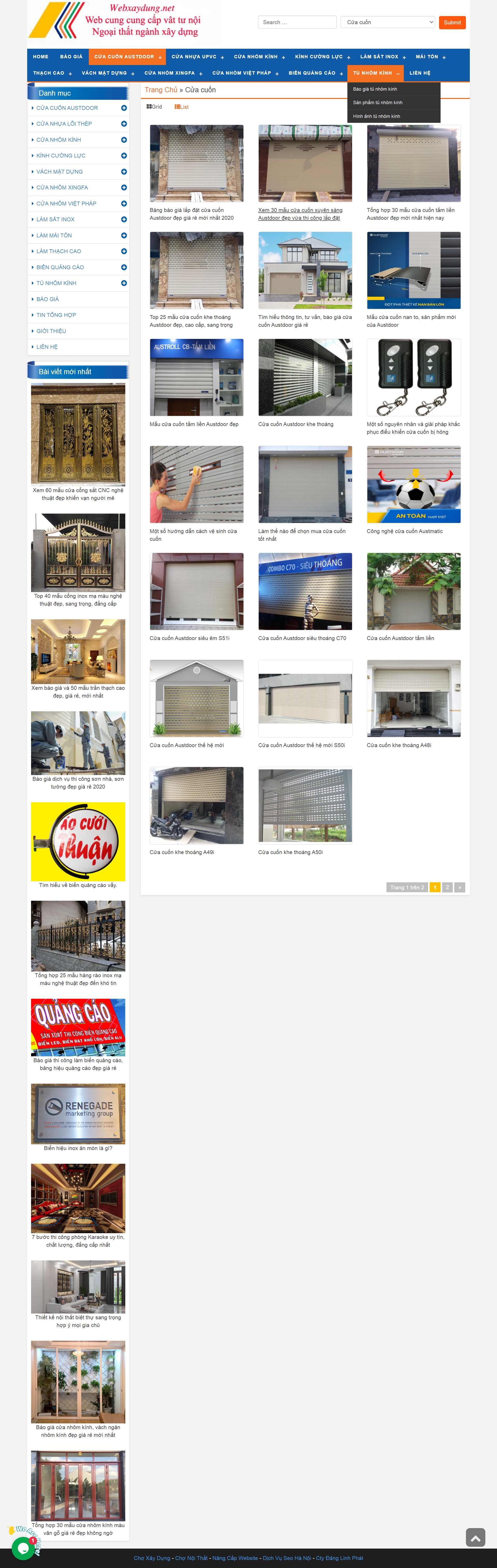 Thiết kế Website web cửa cuốn, nhôm kính, sắt mỹ thuật - webxaydungnet