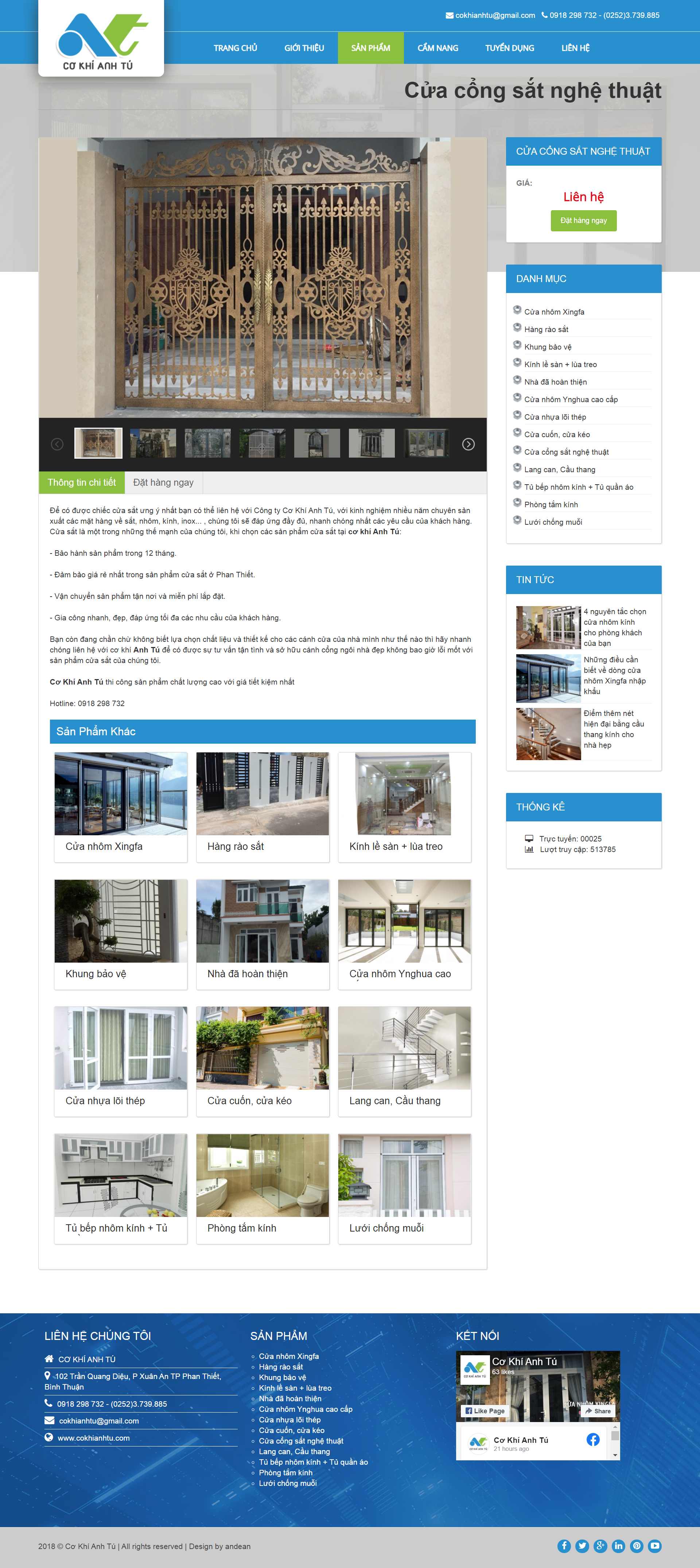 Thiết kế Website web cửa cuốn, nhôm kính, sắt mỹ thuật - cokhianhtucom