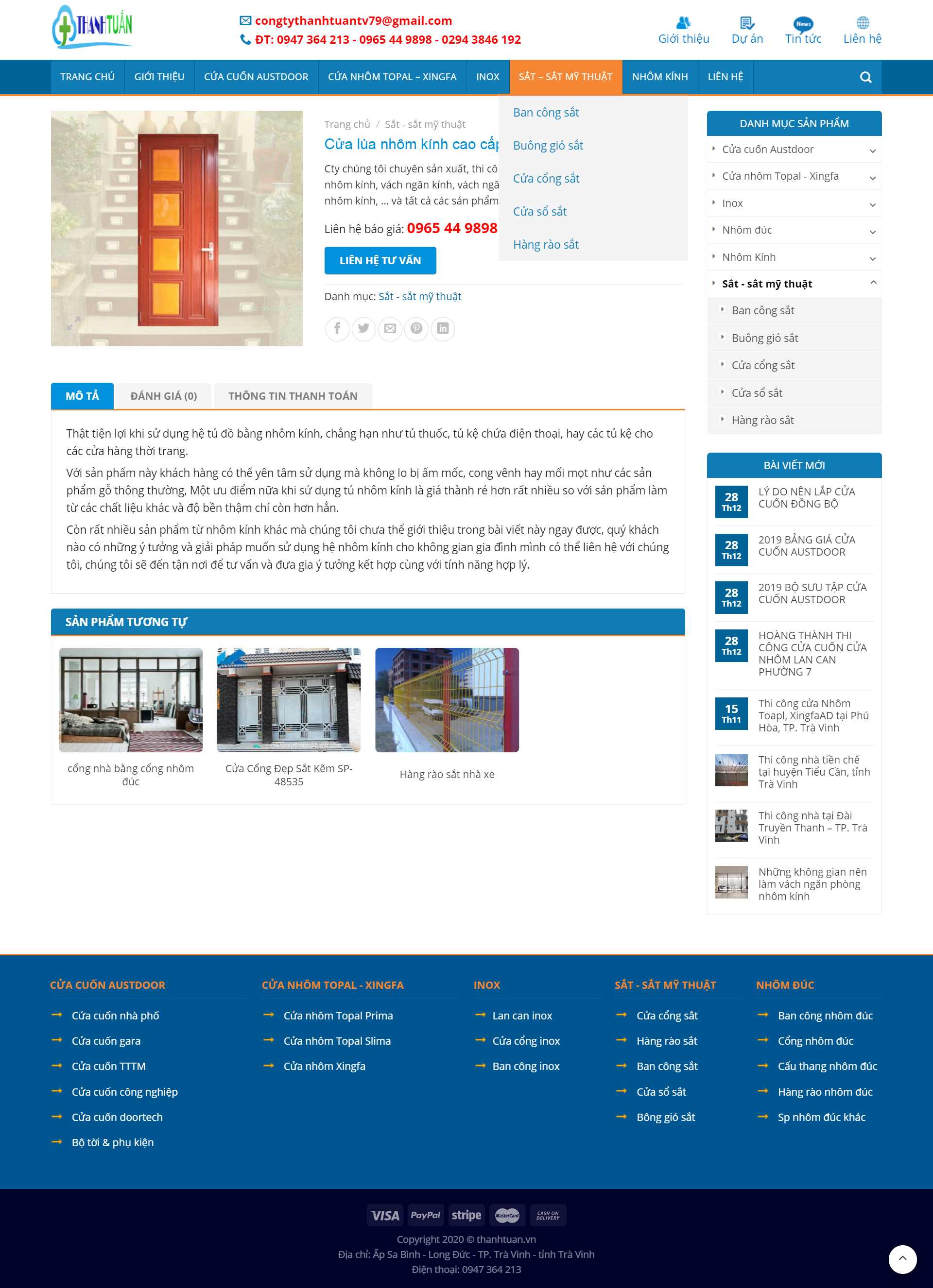 Thiết kế Website web cửa cuốn, nhôm kính, sắt mỹ thuật - austdoortptravinhcom
