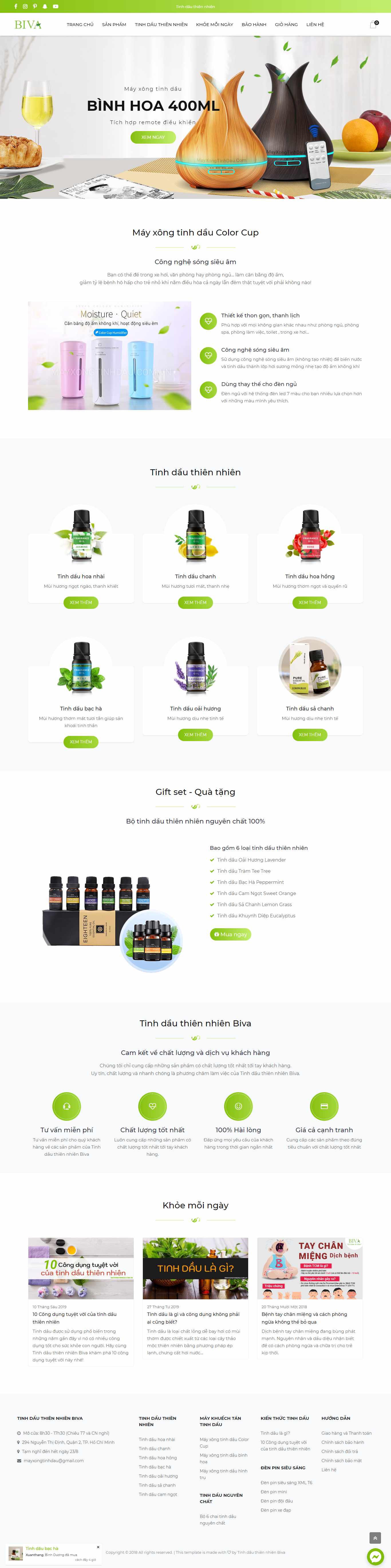 Thiết kế Website web bán tinh dầu và máy xông tinh dầu - mayxongtinhdaucomvn