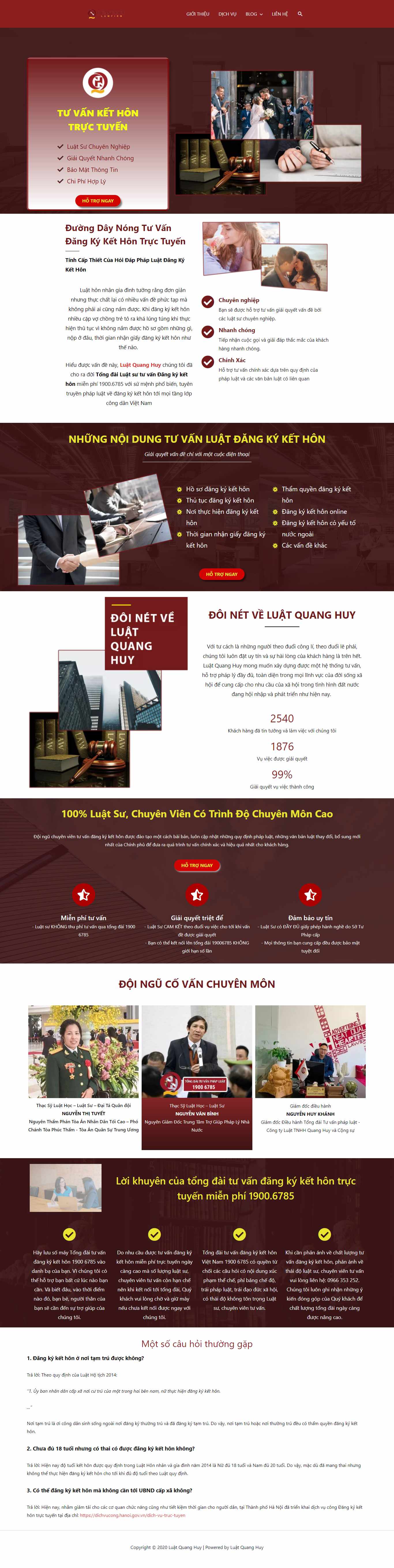 Thiết kế Website web tư vấn kết hôn - wwwluatquanghuyvn