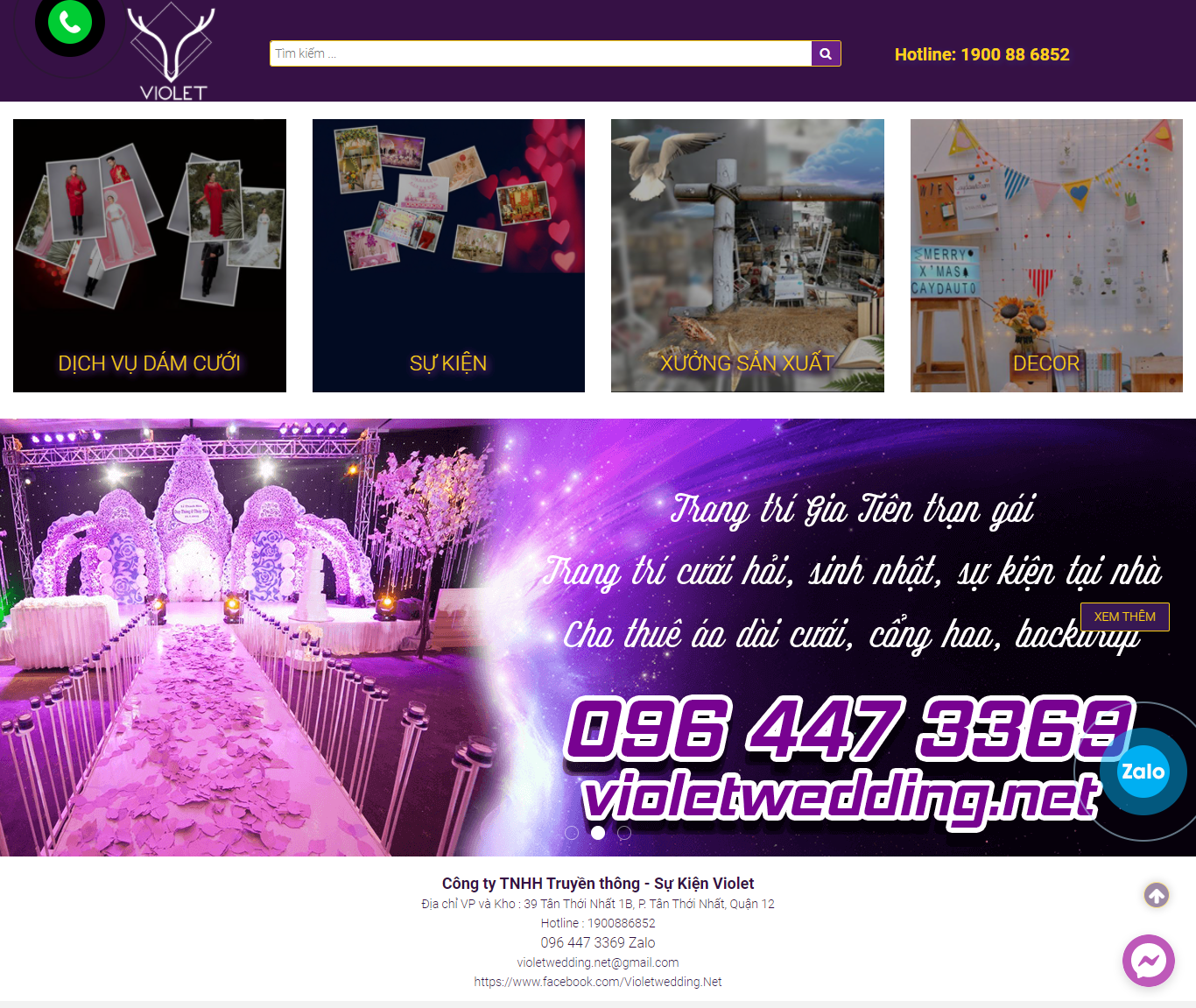 Thiết kế Website web tư vấn kết hôn - violetweddingnet