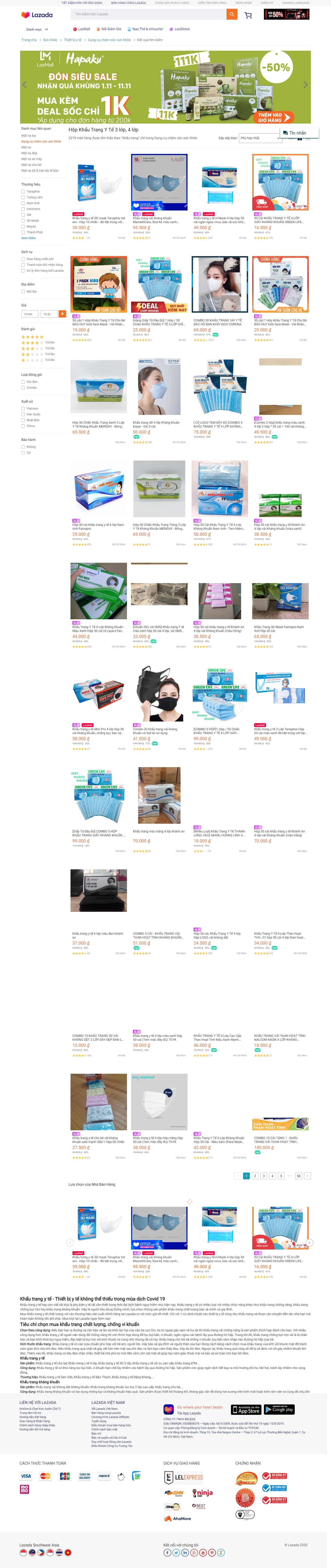 Thiết kế Website web hẩu trang y tế - wwwlazadavn