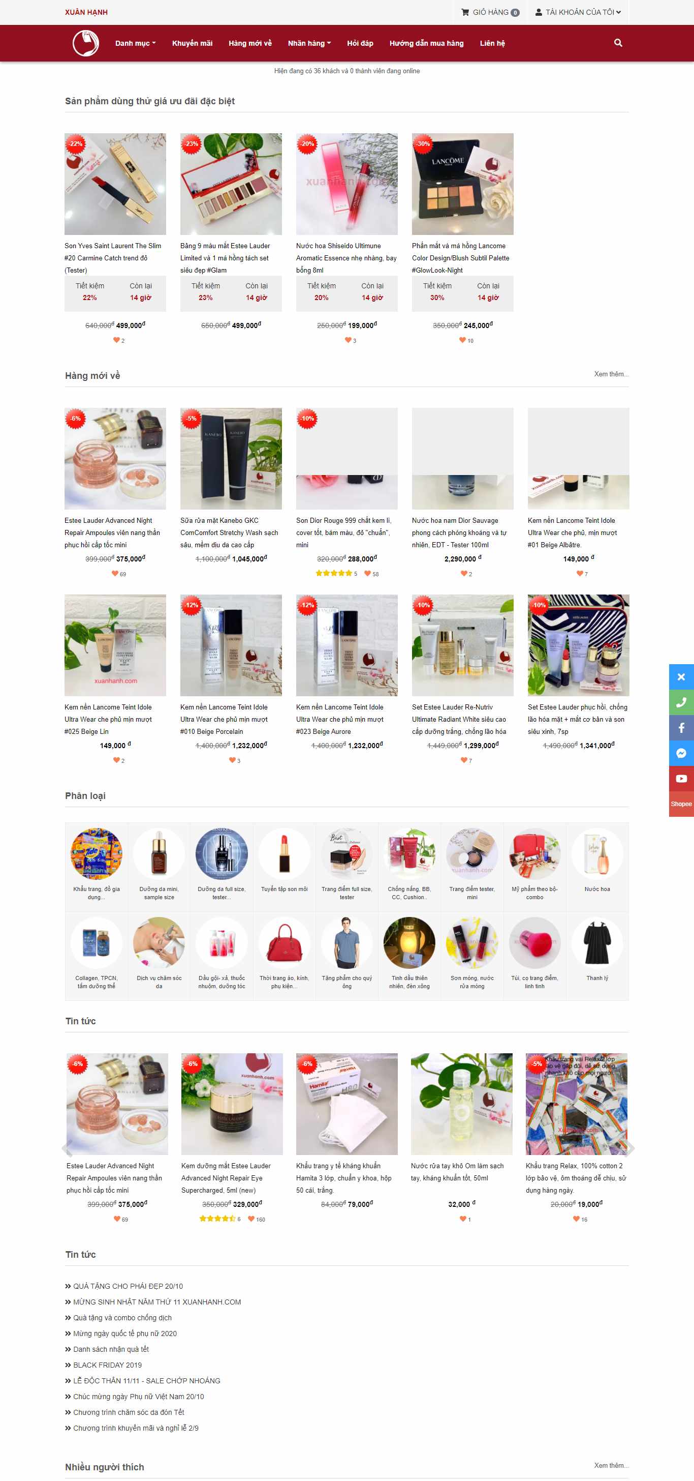 Thiết kế Website web bán mỹ phẩm - wwwxuanhanhvn
