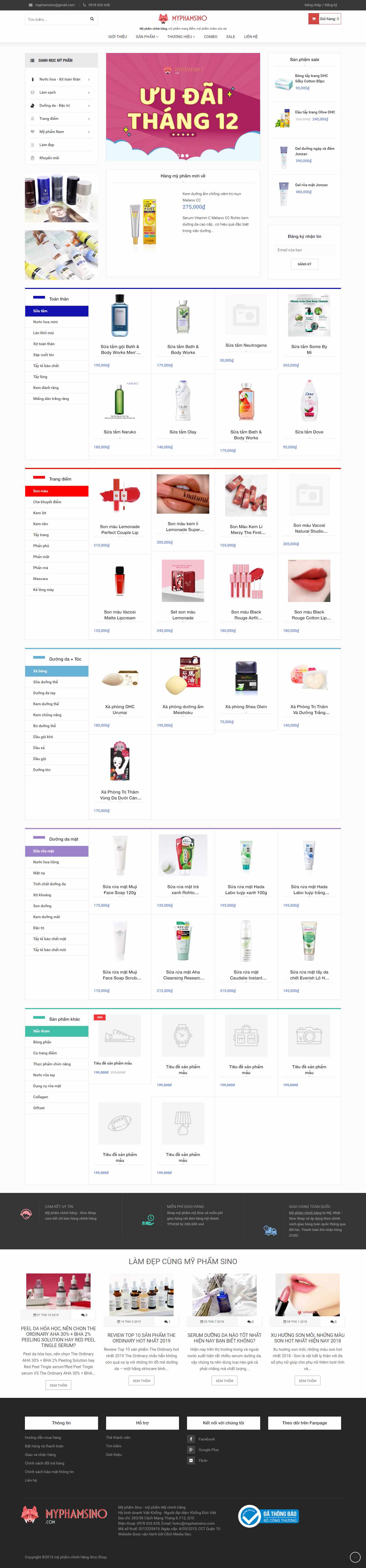 Thiết kế Website web bán mỹ phẩm - myphamsinocom