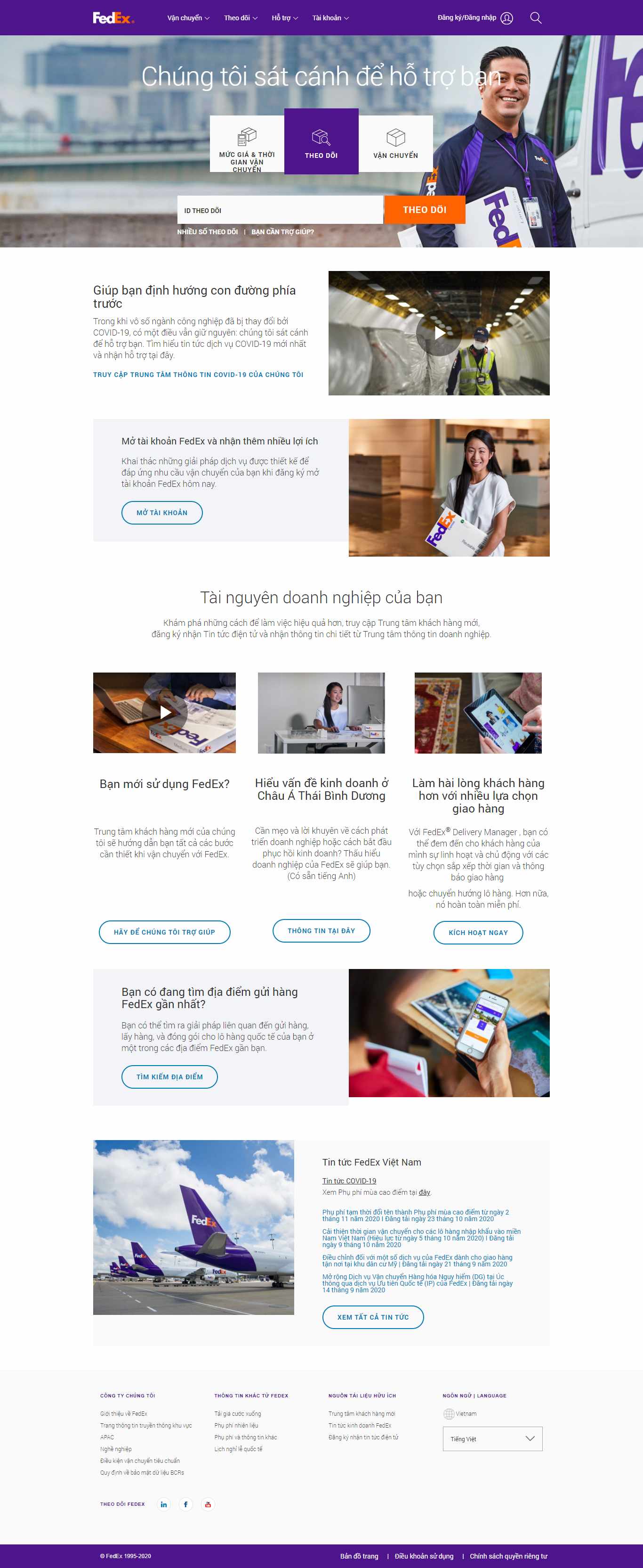 Thiết kế Website web chuyển phát nhanh - wwwfedexcom