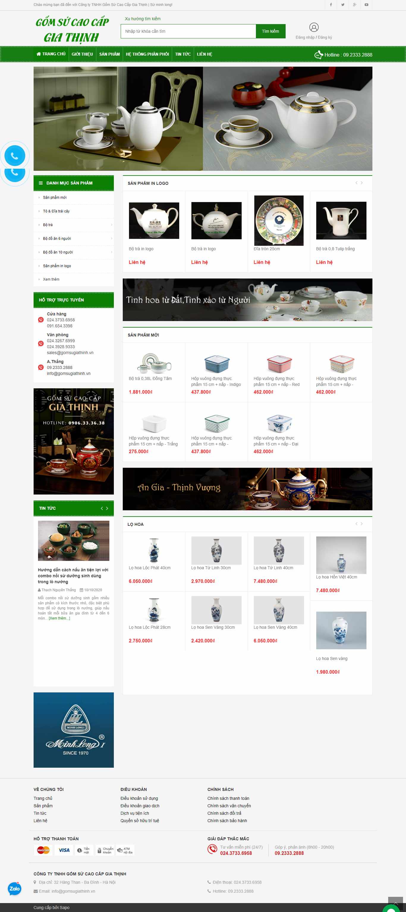 Thiết kế Website web bán đồ gốm sứ - gomsugiathinhvn