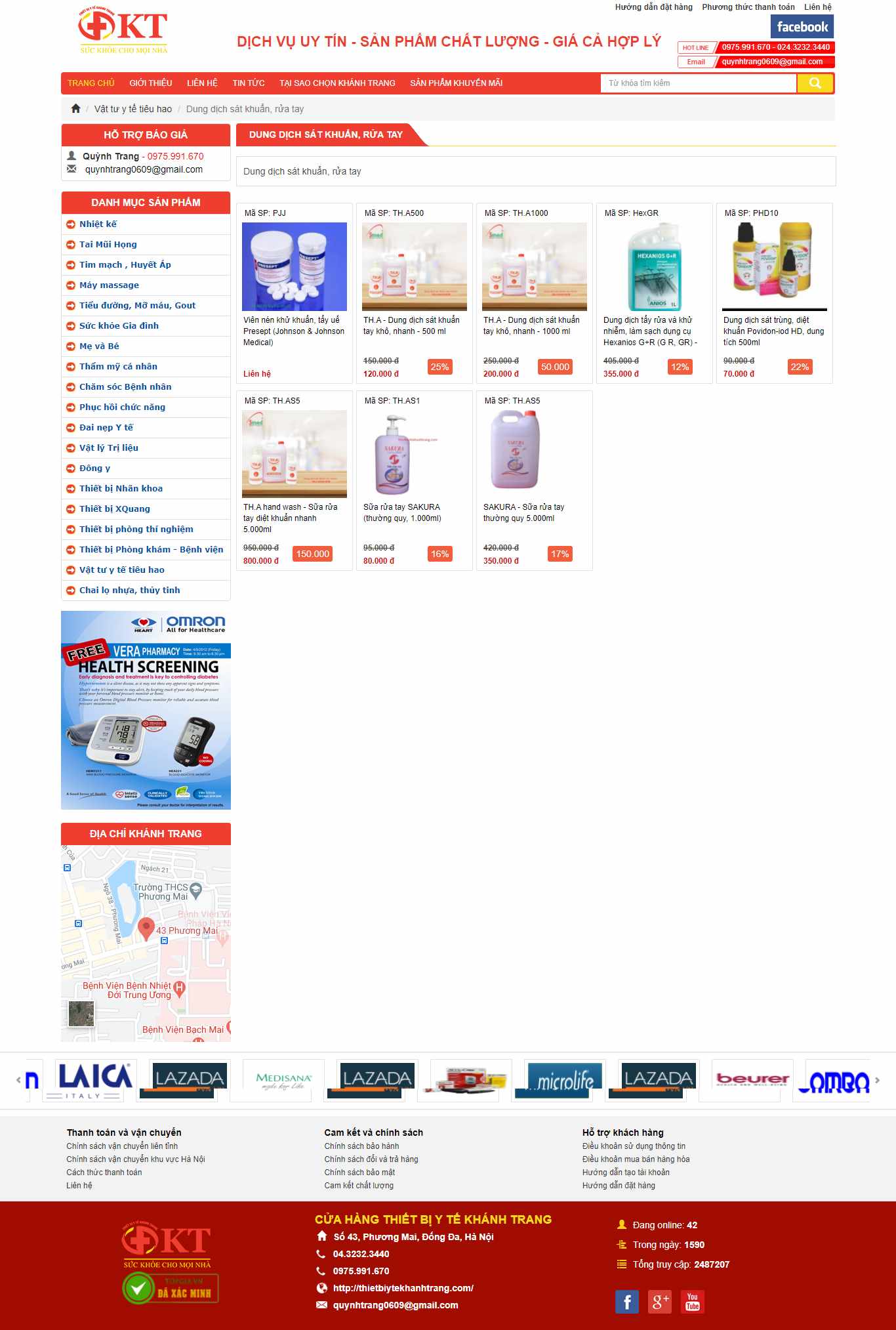 Thiết kế Website web bán dung dịch rửa tay sát khuẩn y tế - thietbiytekhanhtrangcom