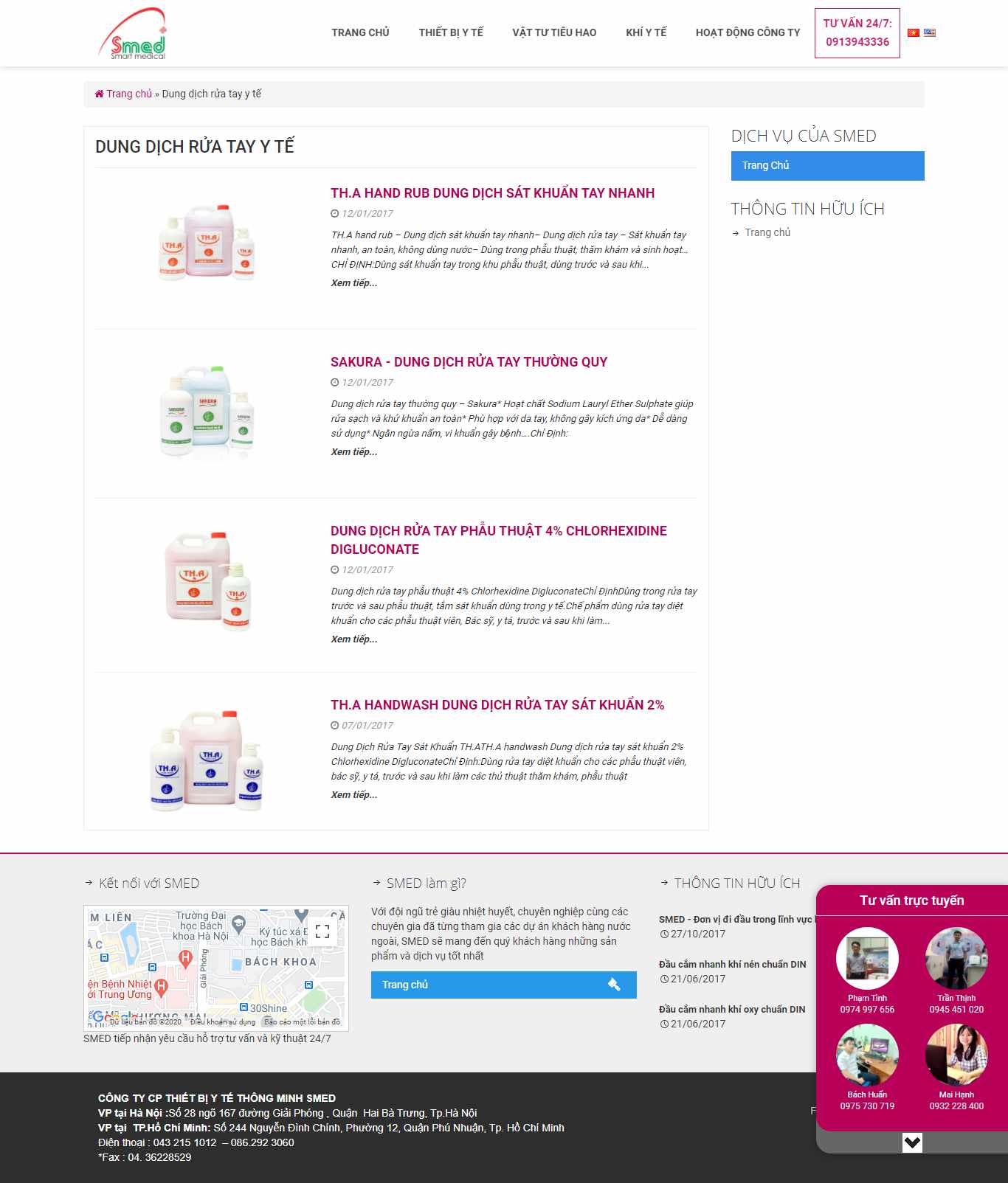 Thiết kế Website web bán dung dịch rửa tay sát khuẩn y tế - smedcomvn