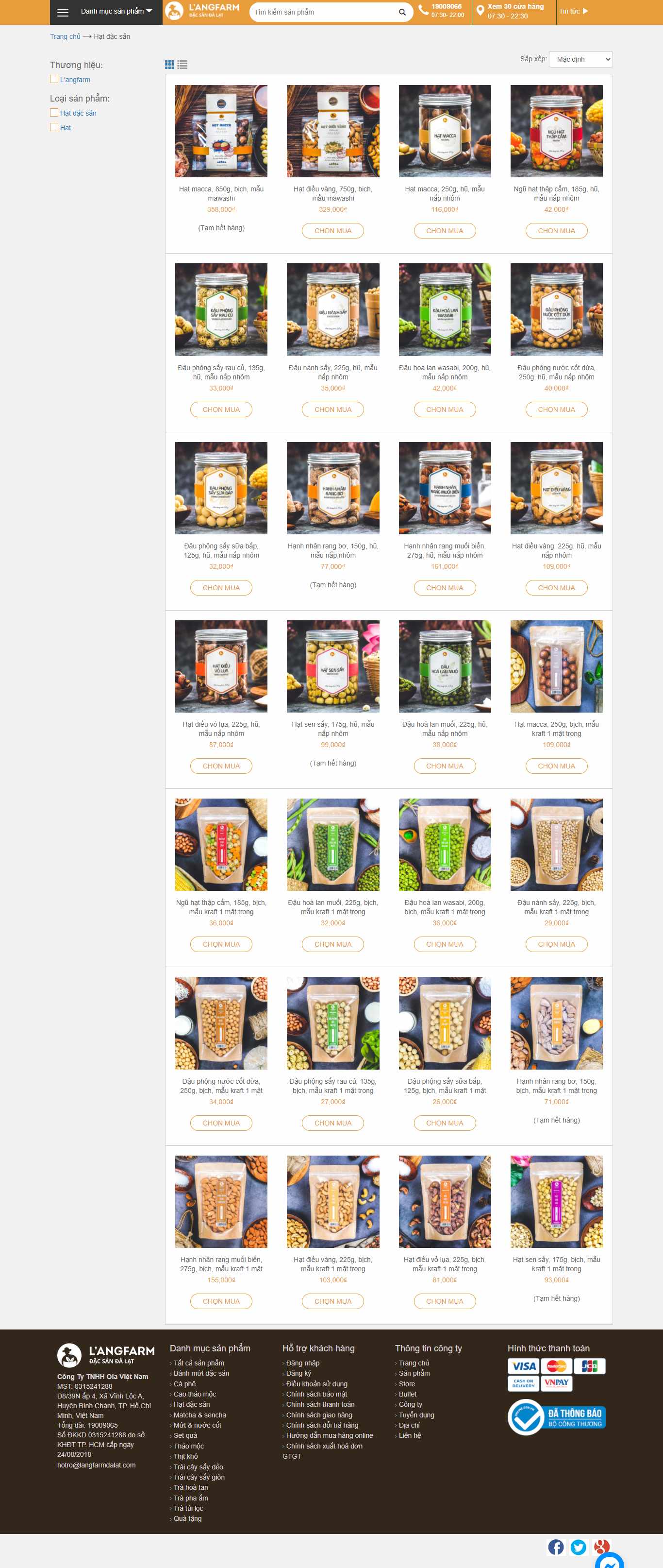 Thiết kế Website web bán hạt điều - wwwlangfarmstorecom