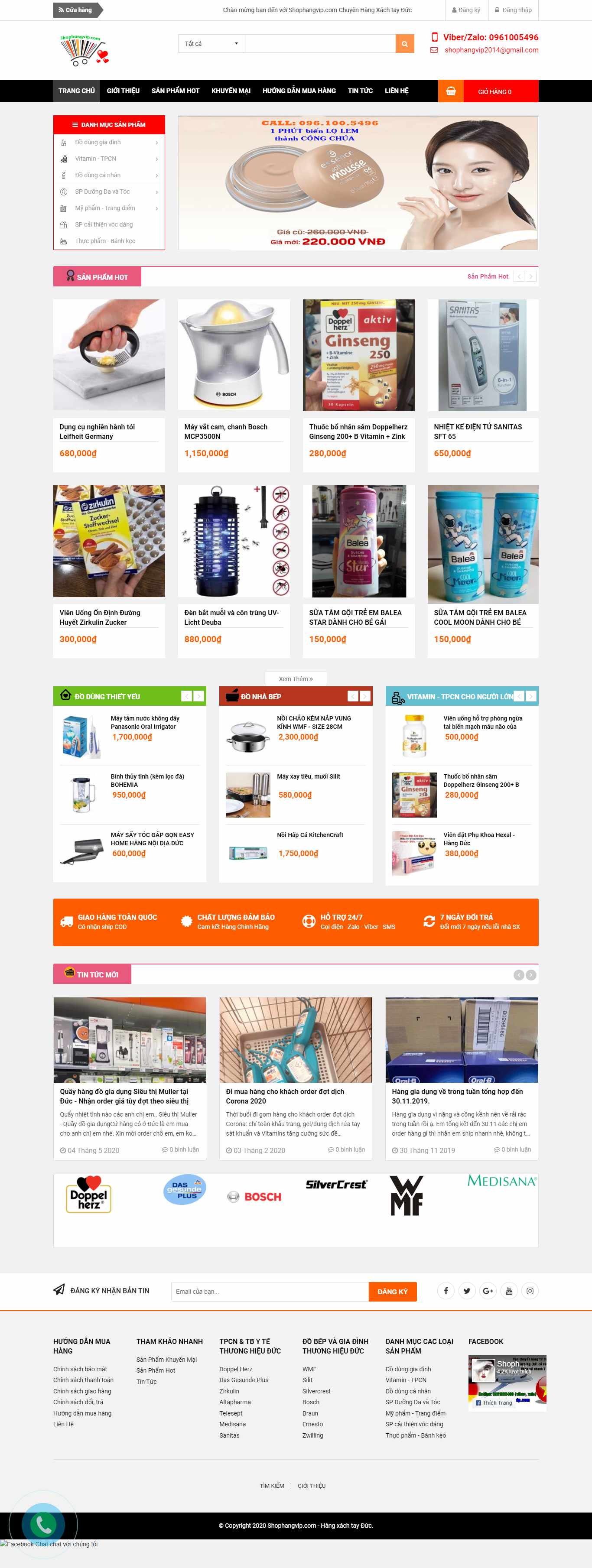 Thiết kế Website web bán hàng xách tay - shophangvipcom