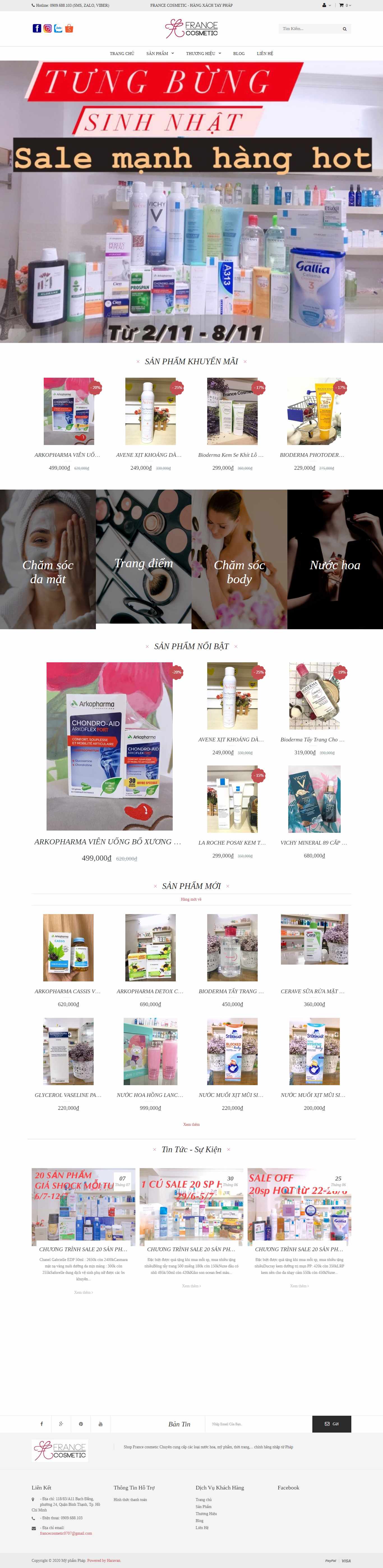 Thiết kế Website web bán hàng xách tay - francecosmeticvn