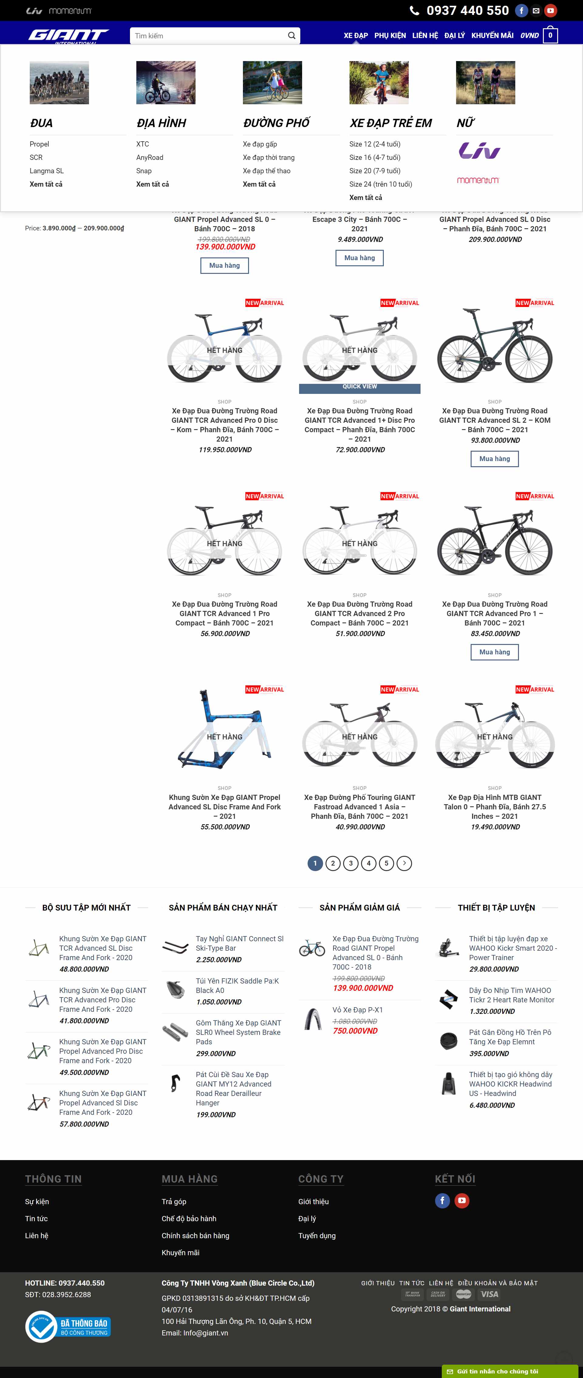 Thiết kế Website web bán xe đạp - giantvn