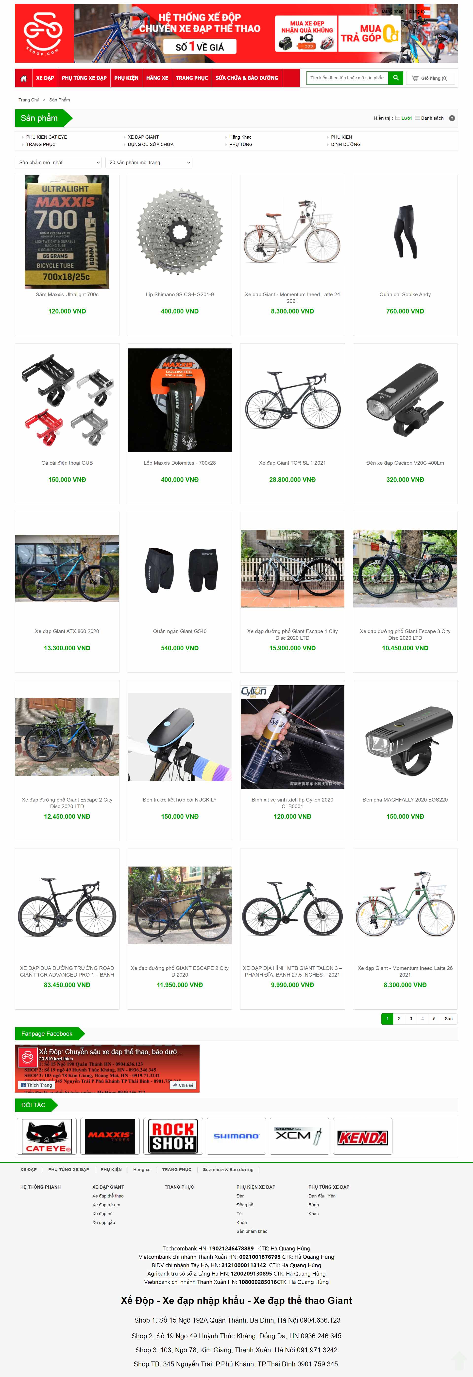 Thiết kế Website web bán xe đạp - xedopcom