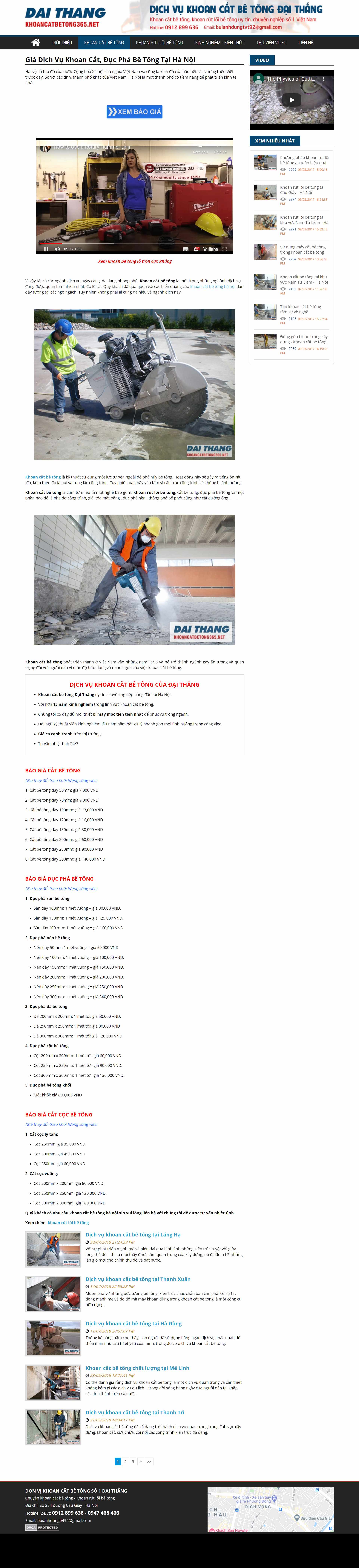 Thiết kế Website web khoan cắt bê tông - khoancatbetong365net