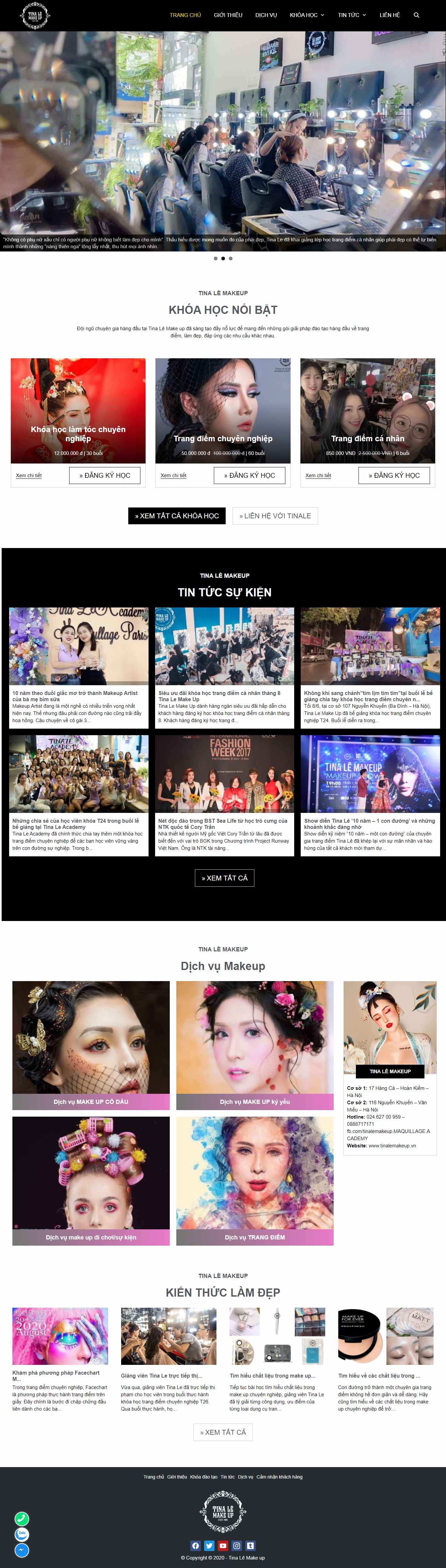 Thiết kế Website web trang điểm cô dâu - tinalemakeupvn