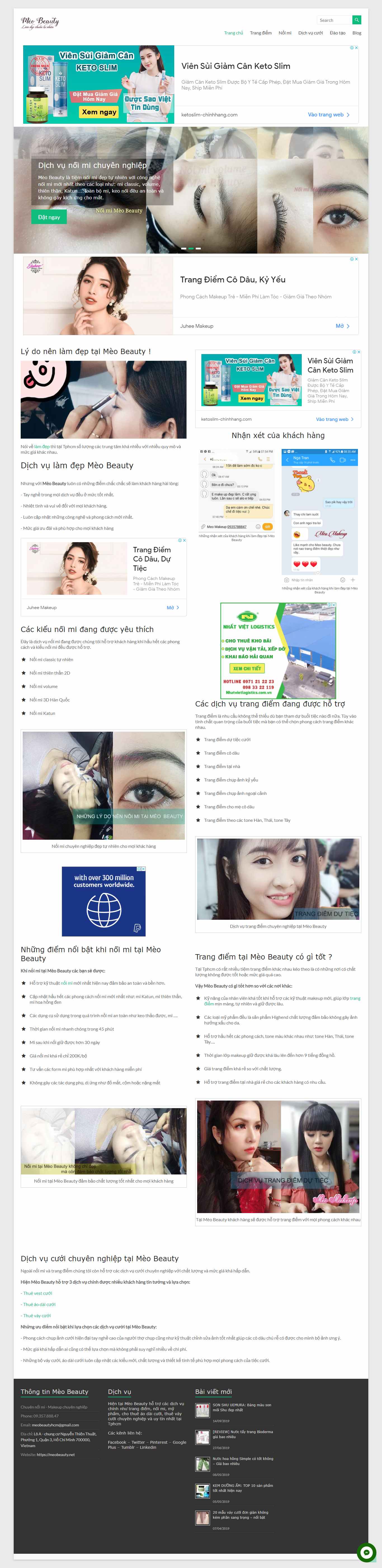 Thiết kế Website web trang điểm cô dâu - meobeautynet