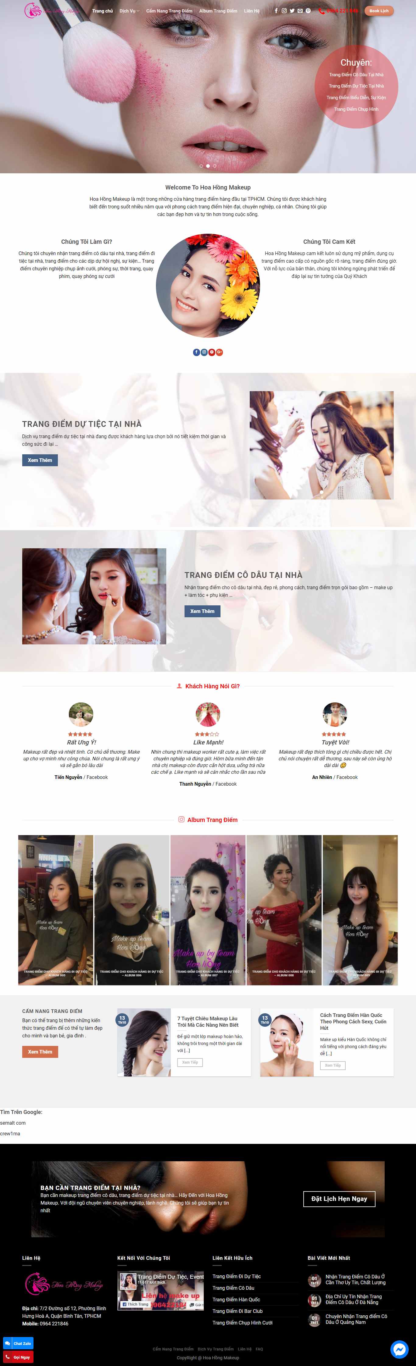 Thiết kế Website web trang điểm cô dâu - hoahongmakeupcom