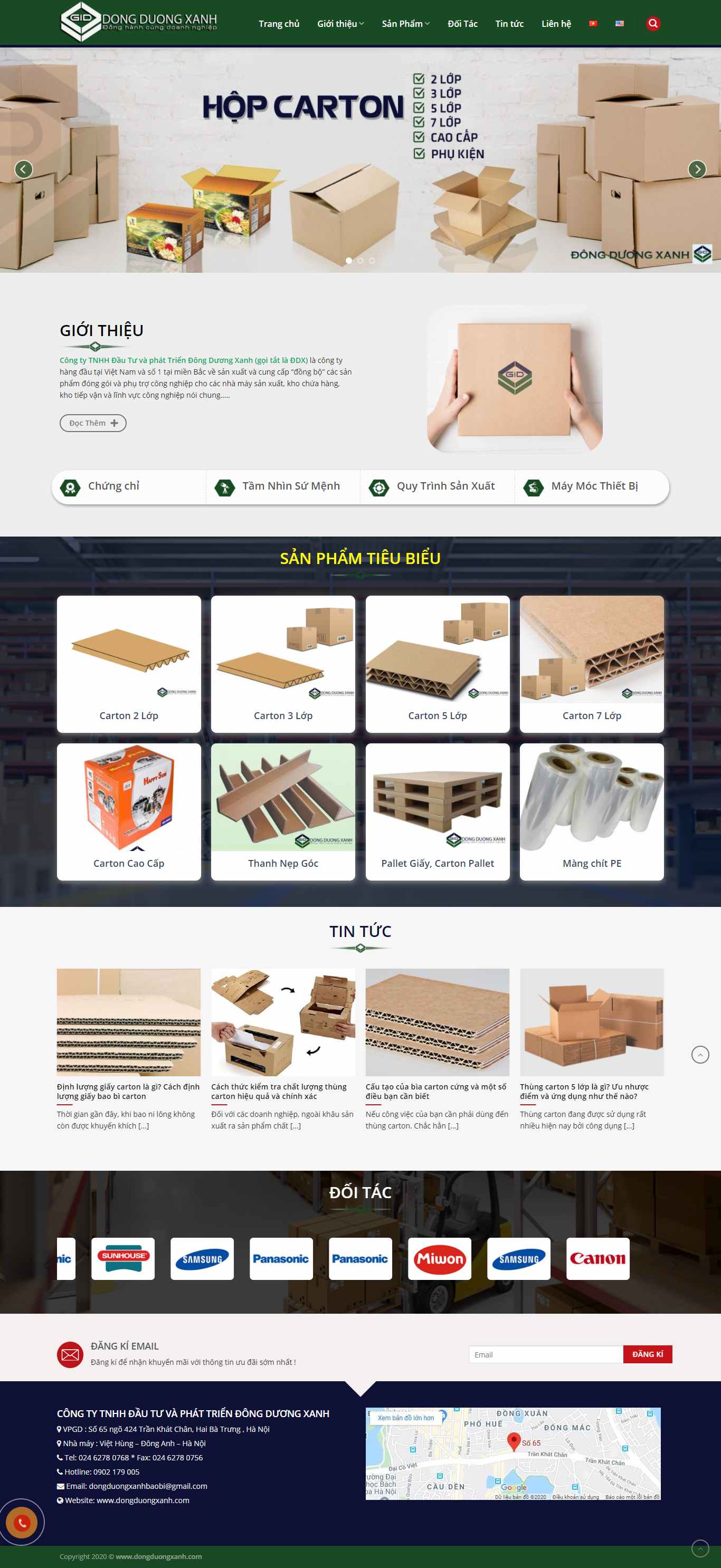 Thiết kế Website web sản xuất bao bì - dongduongxanhcom