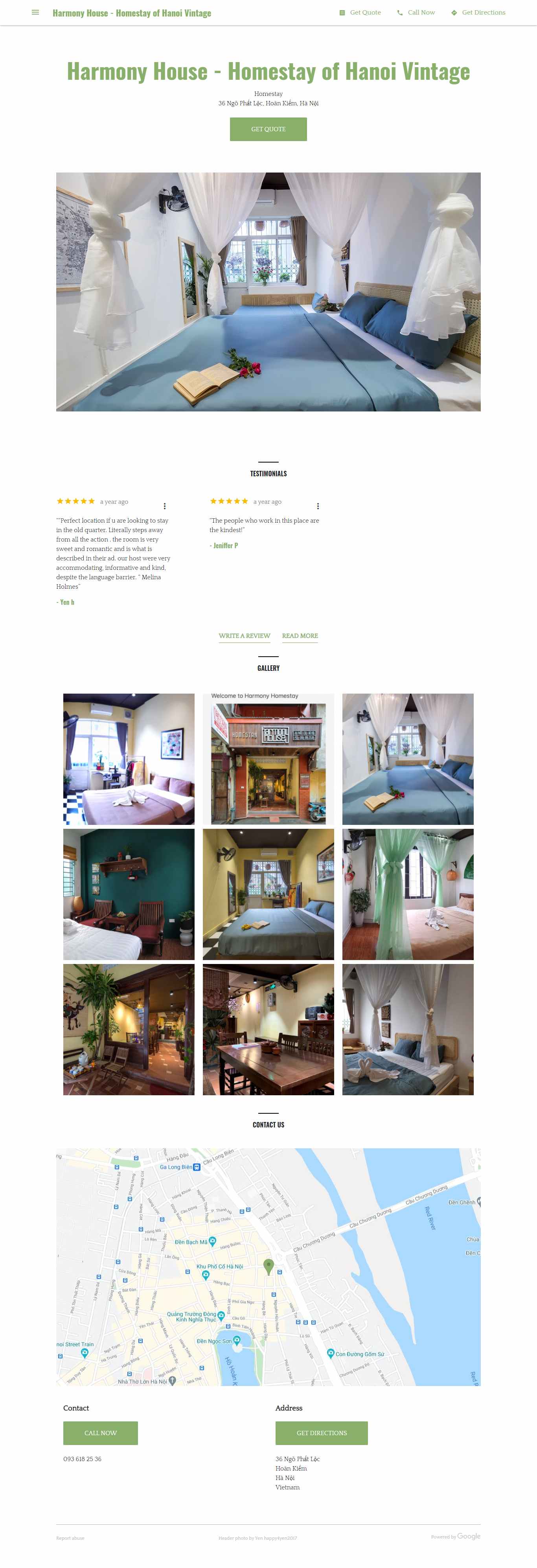 Thiết kế Website web homestay - harmony-house-homestay-of-hanoi-vintagebusinesssite