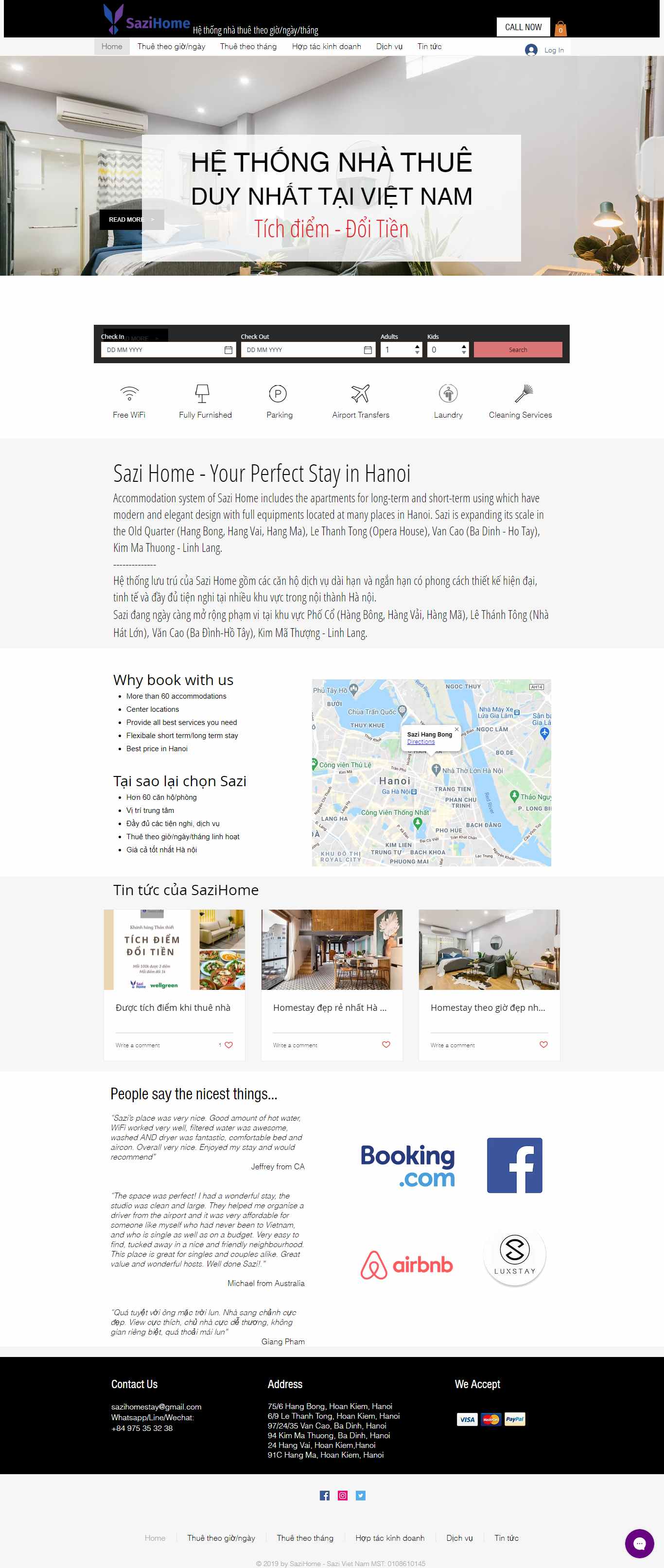 Thiết kế Website web homestay - wwwsazihomecom