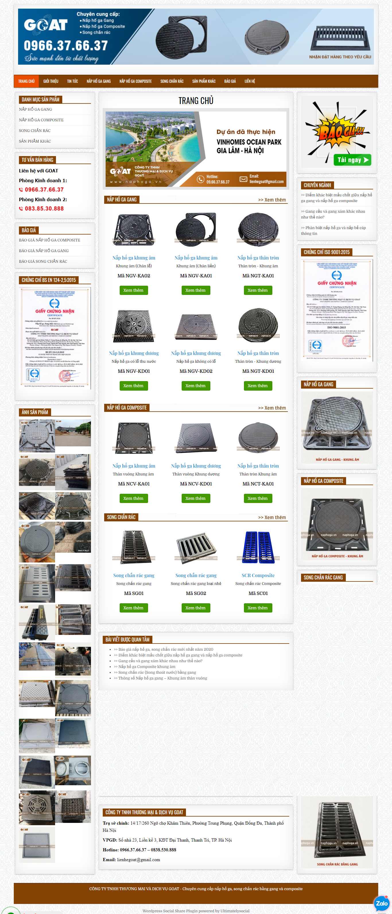 Thiết kế Website web nắp hố ga - naphogavn