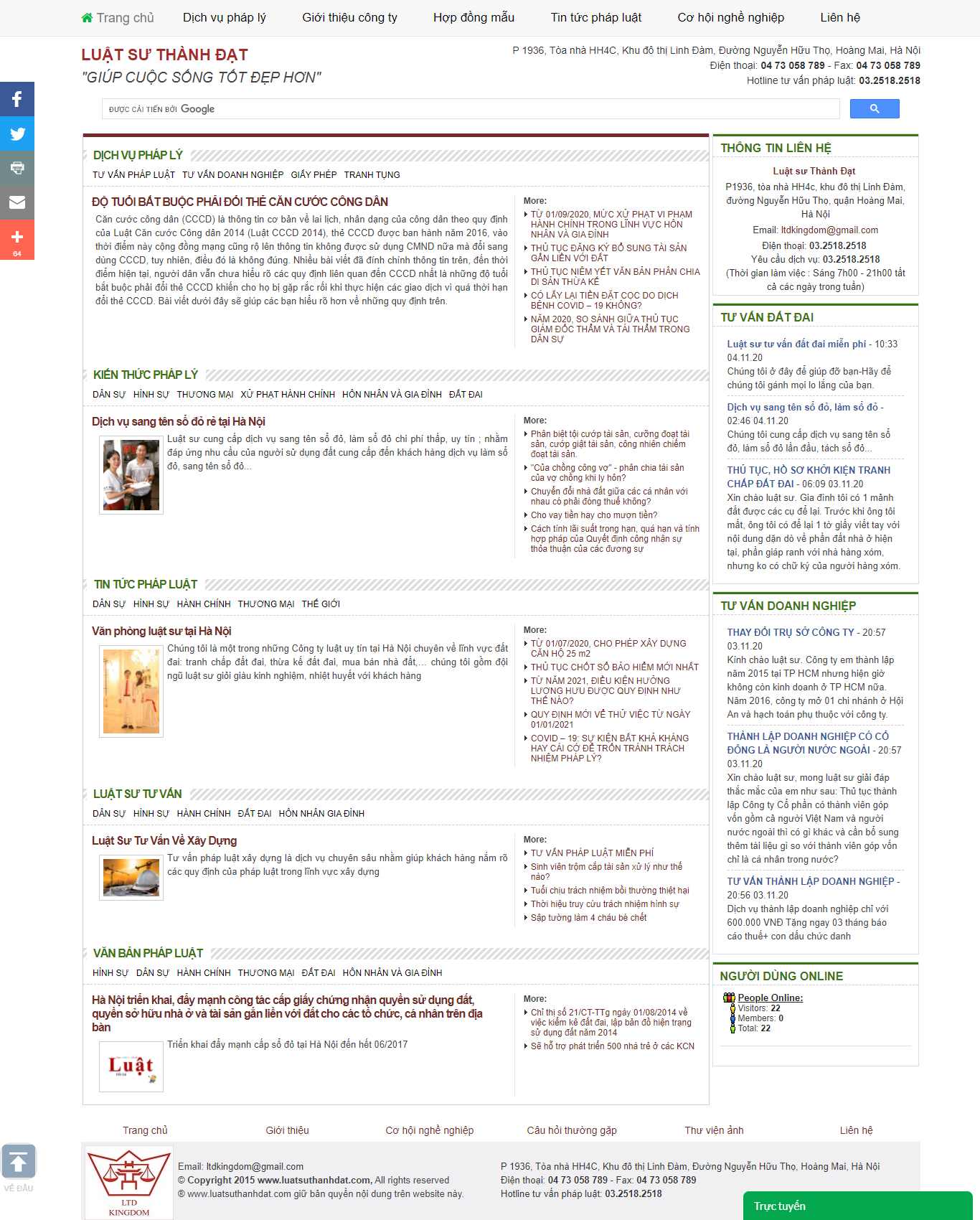 Thiết kế Website web tư vấn luật - wwwluatsuthanhdatcom