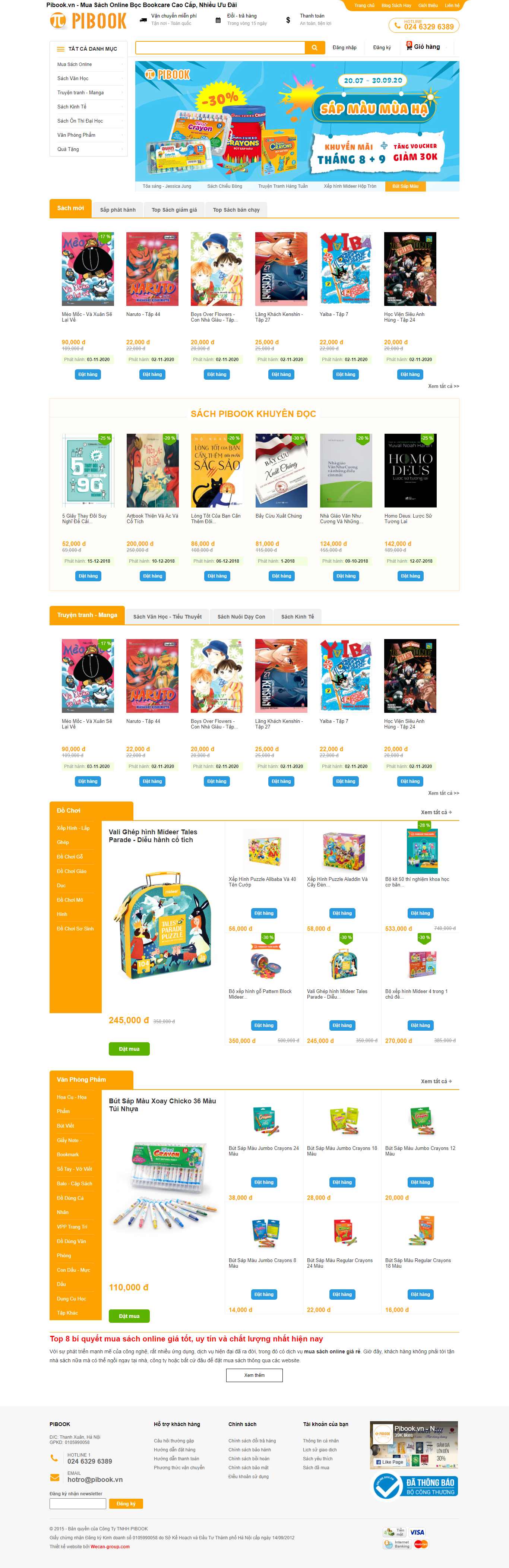 Thiết kế Website web nhà sách online - pibookvn